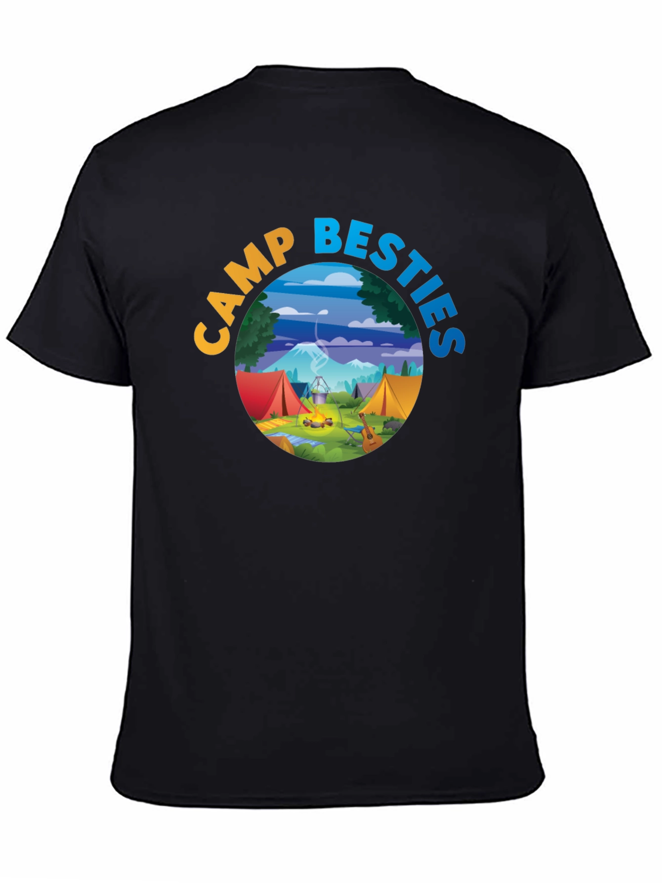 Camp Besties Graphic Tee - Black Cotton T-Shirt