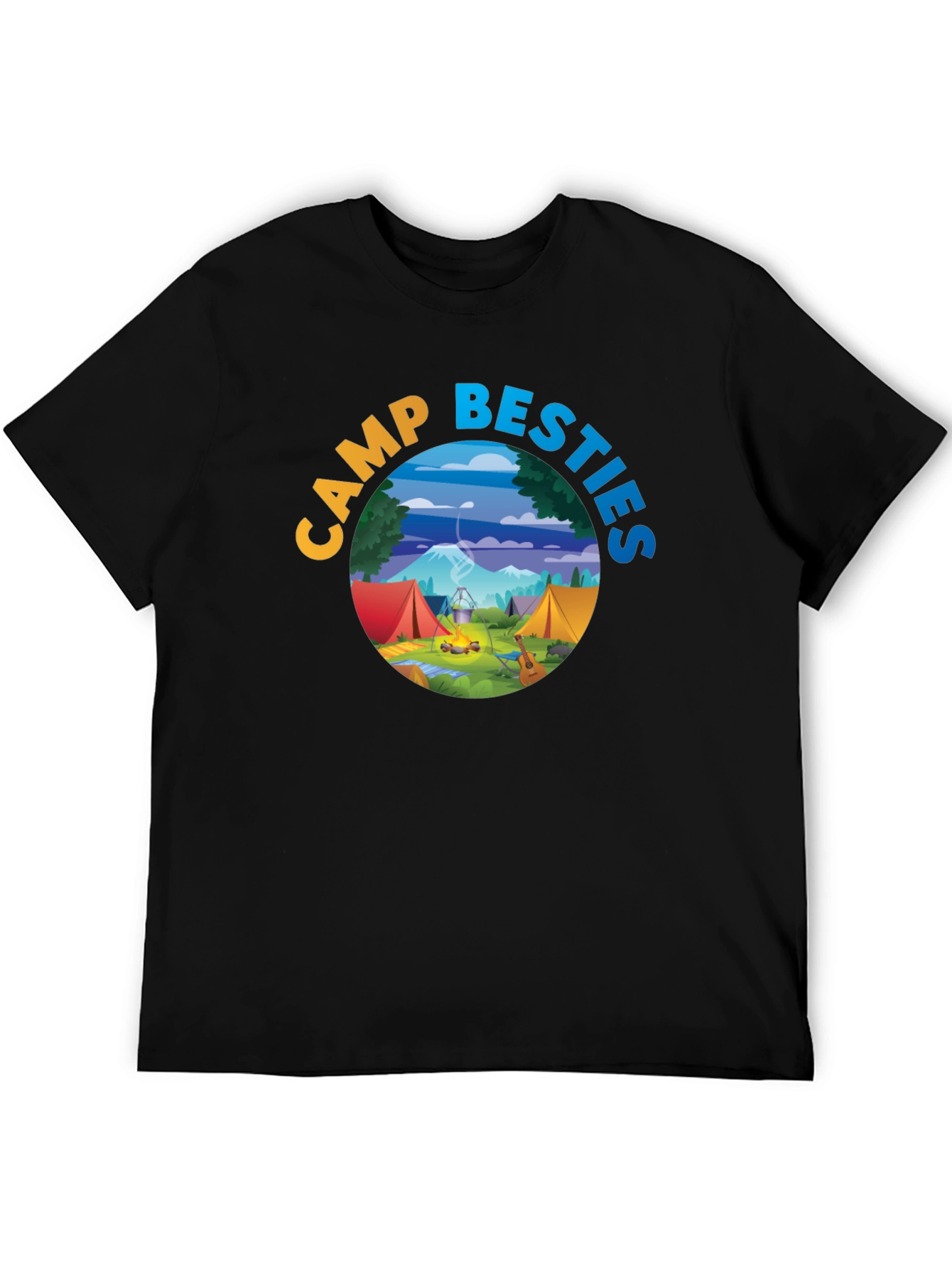 Camp Besties Graphic Tee - Black Cotton T-Shirt