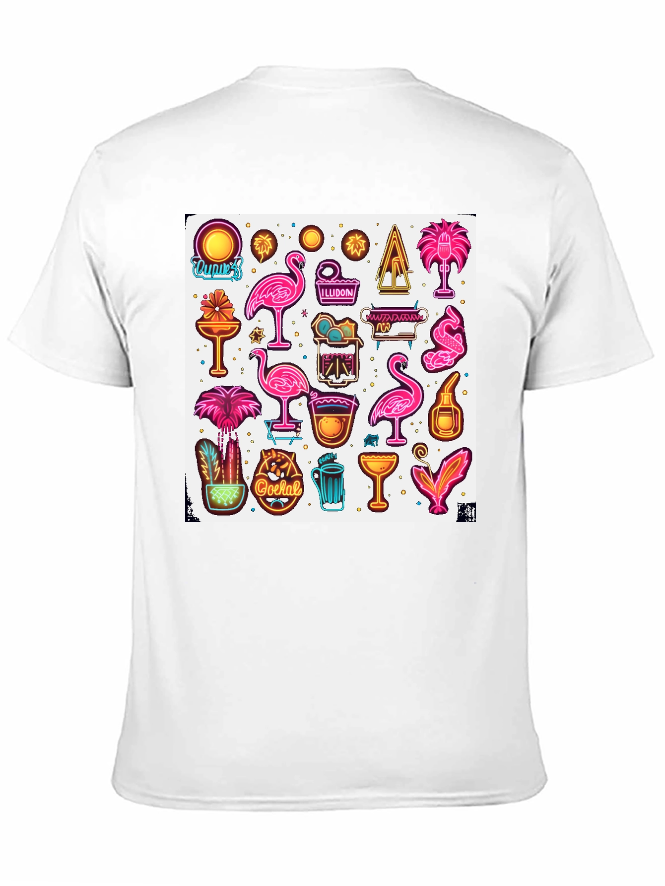 Neon Summer Graphic Tee - Tropical Design