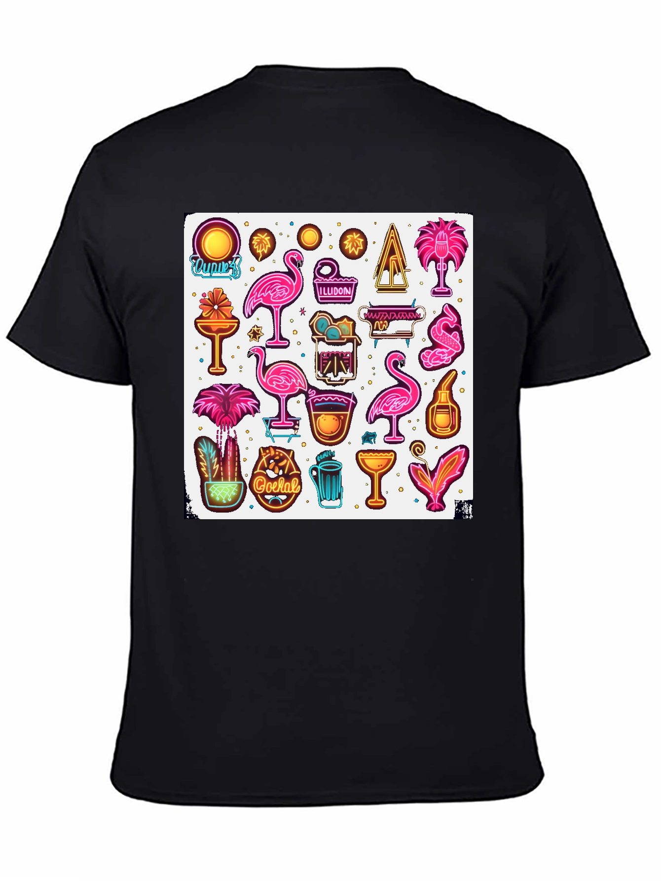 Neon Summer Graphic Tee - Tropical Design