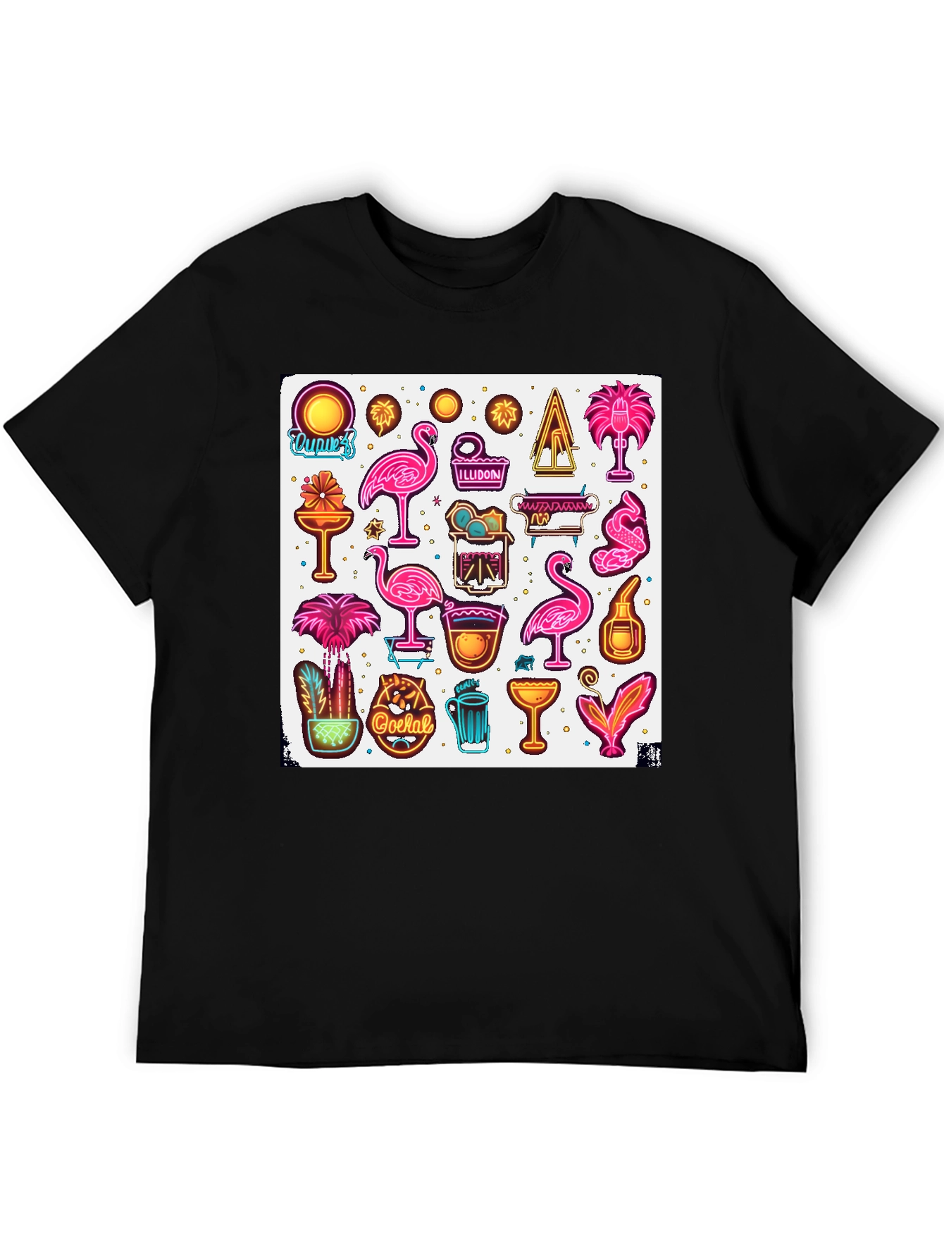 Neon Summer Graphic Tee - Tropical Design