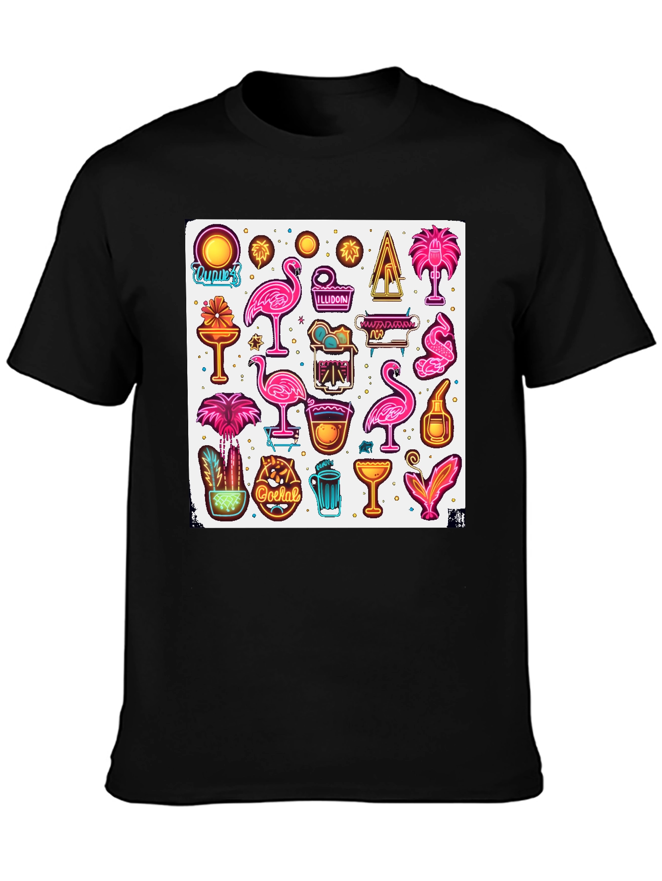 Neon Summer Graphic Tee - Tropical Design