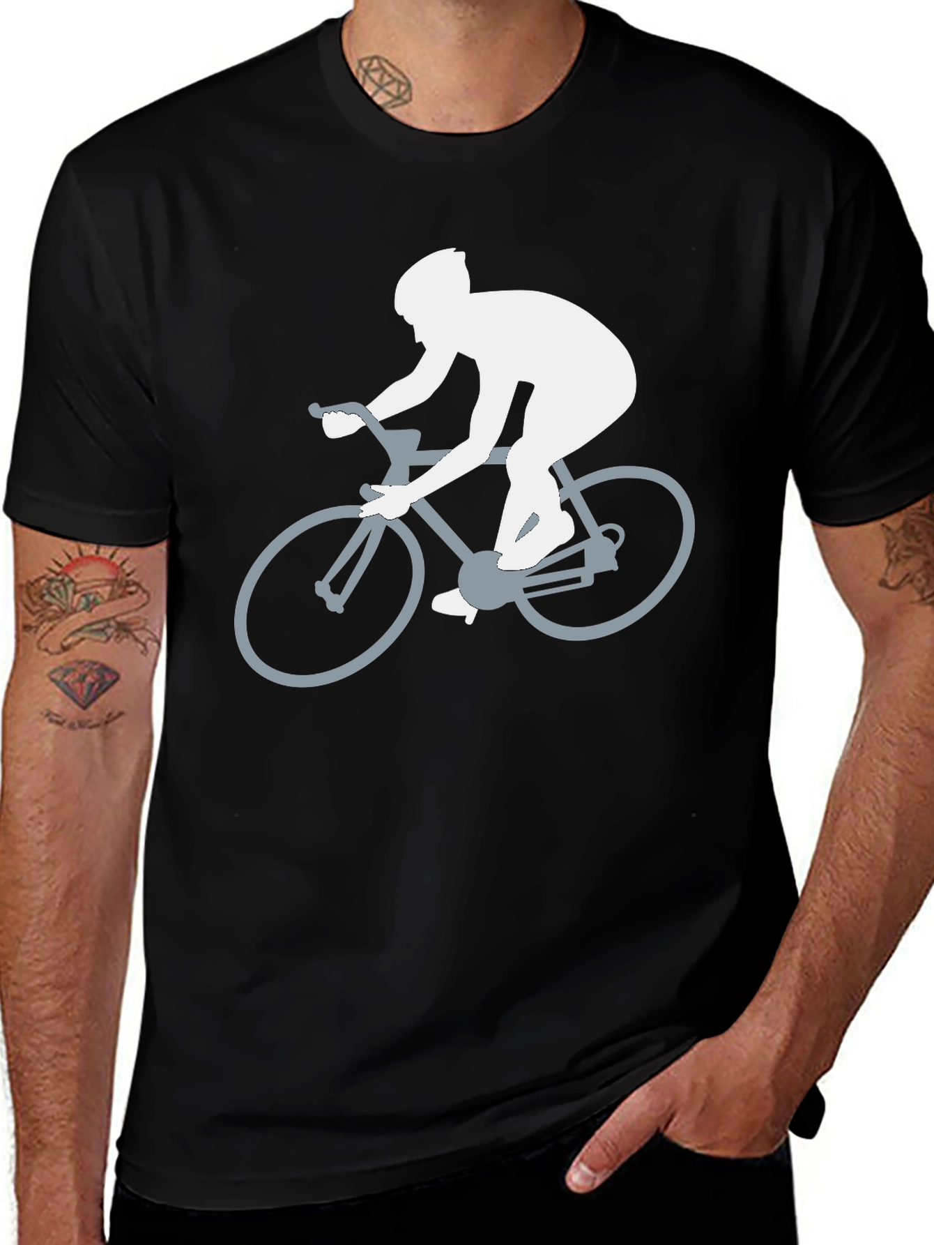 Cycling Silhouette Graphic Tee - Sporty Black T-Shirt