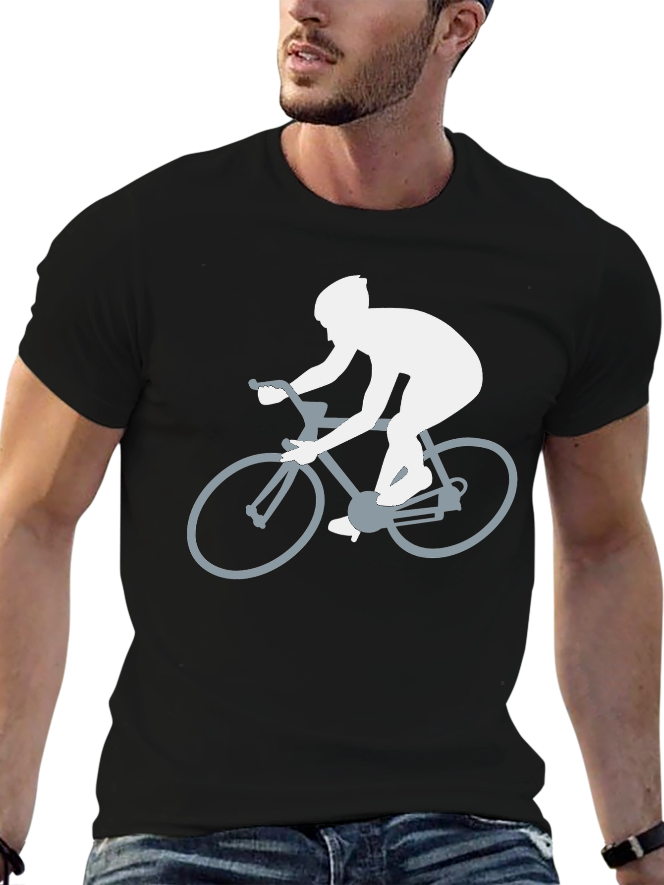 Cycling Silhouette Graphic Tee - Sporty Black T-Shirt