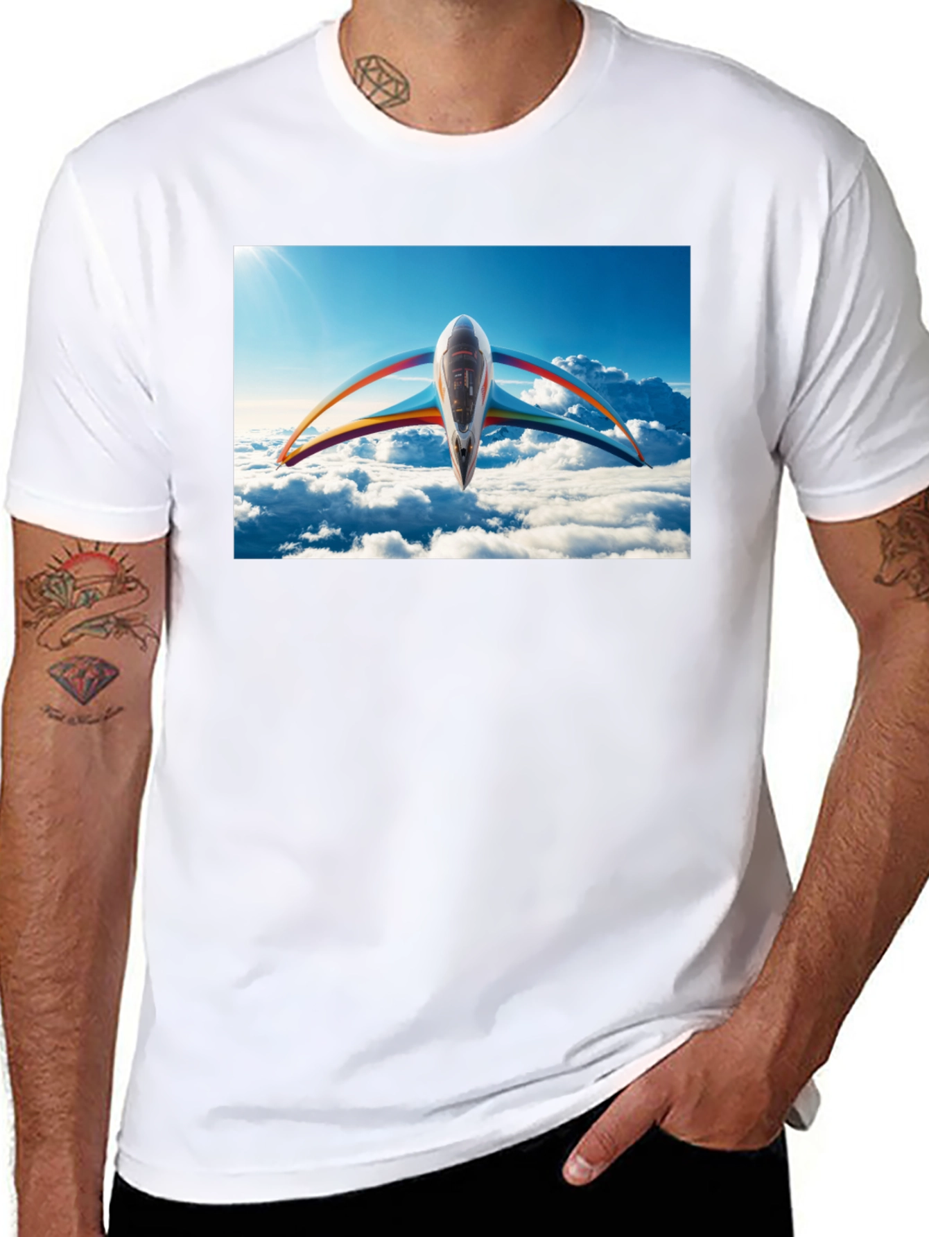 Futuristic Plane Graphic T-Shirt