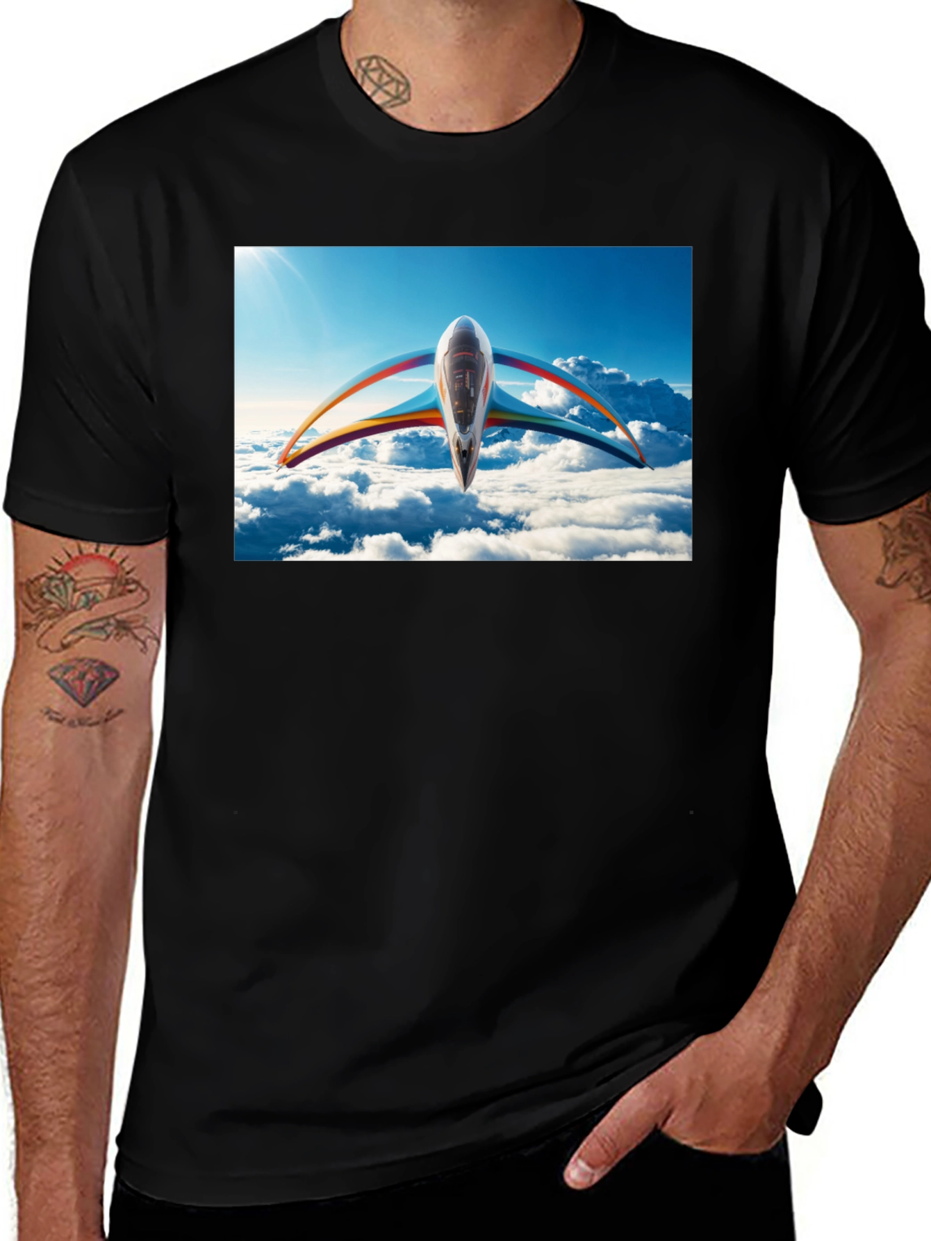 Futuristic Plane Graphic T-Shirt
