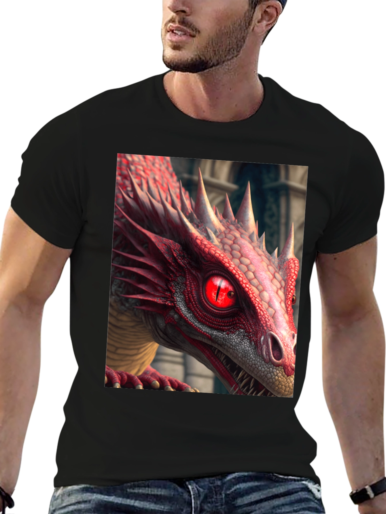 Red Dragon Graphic Tee - Mens Black T-Shirt