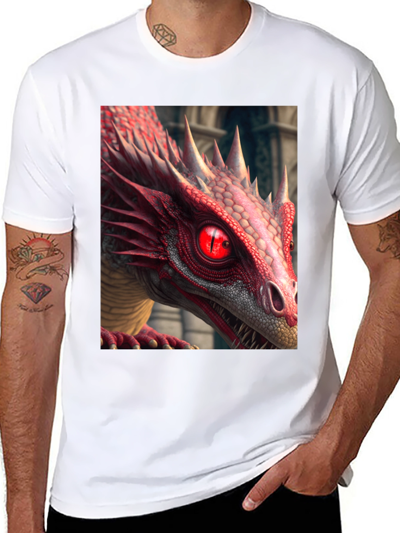 Red Dragon Graphic Tee - Mens Black T-Shirt