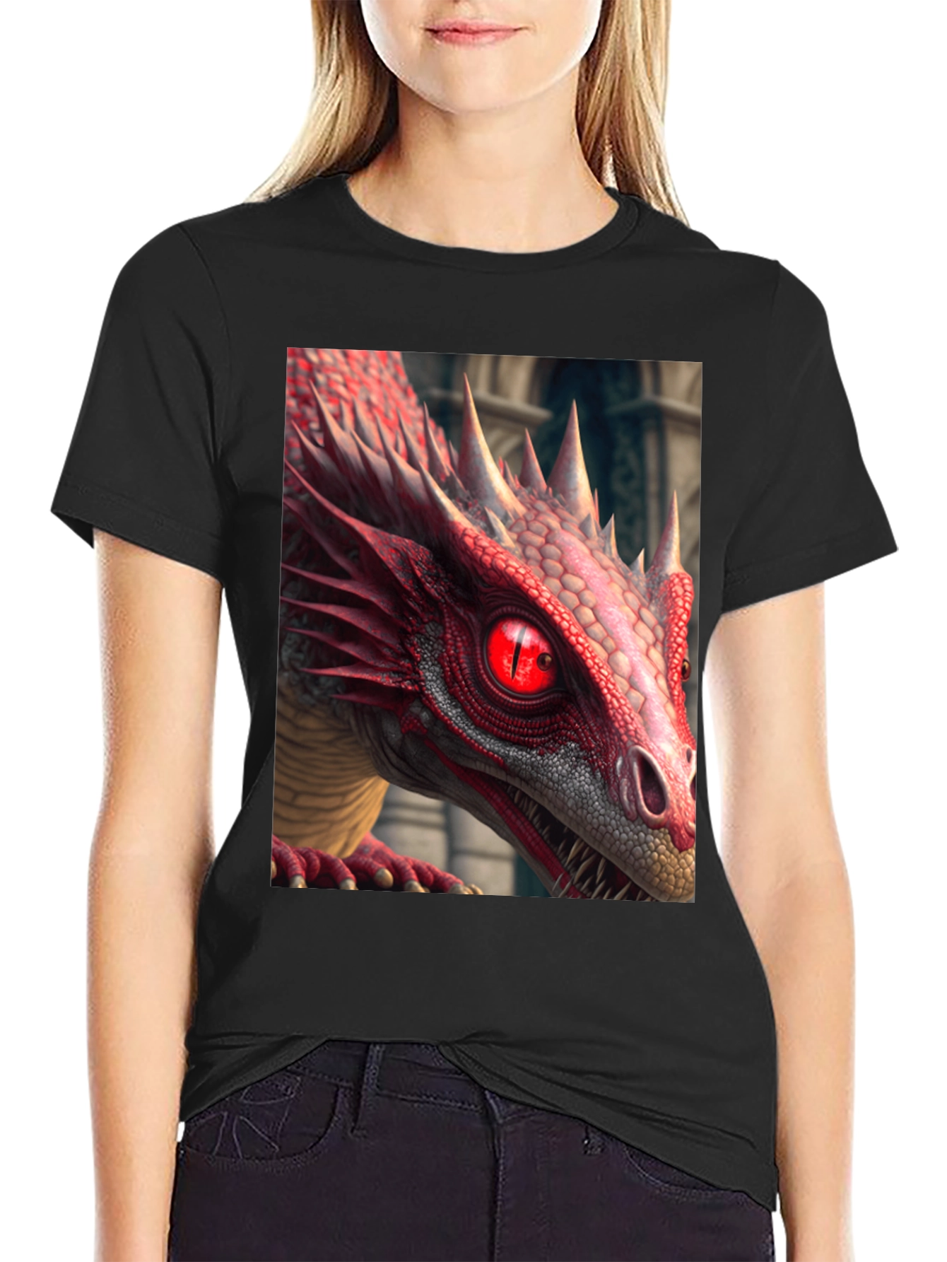 Red Dragon Graphic Tee - Mens Black T-Shirt