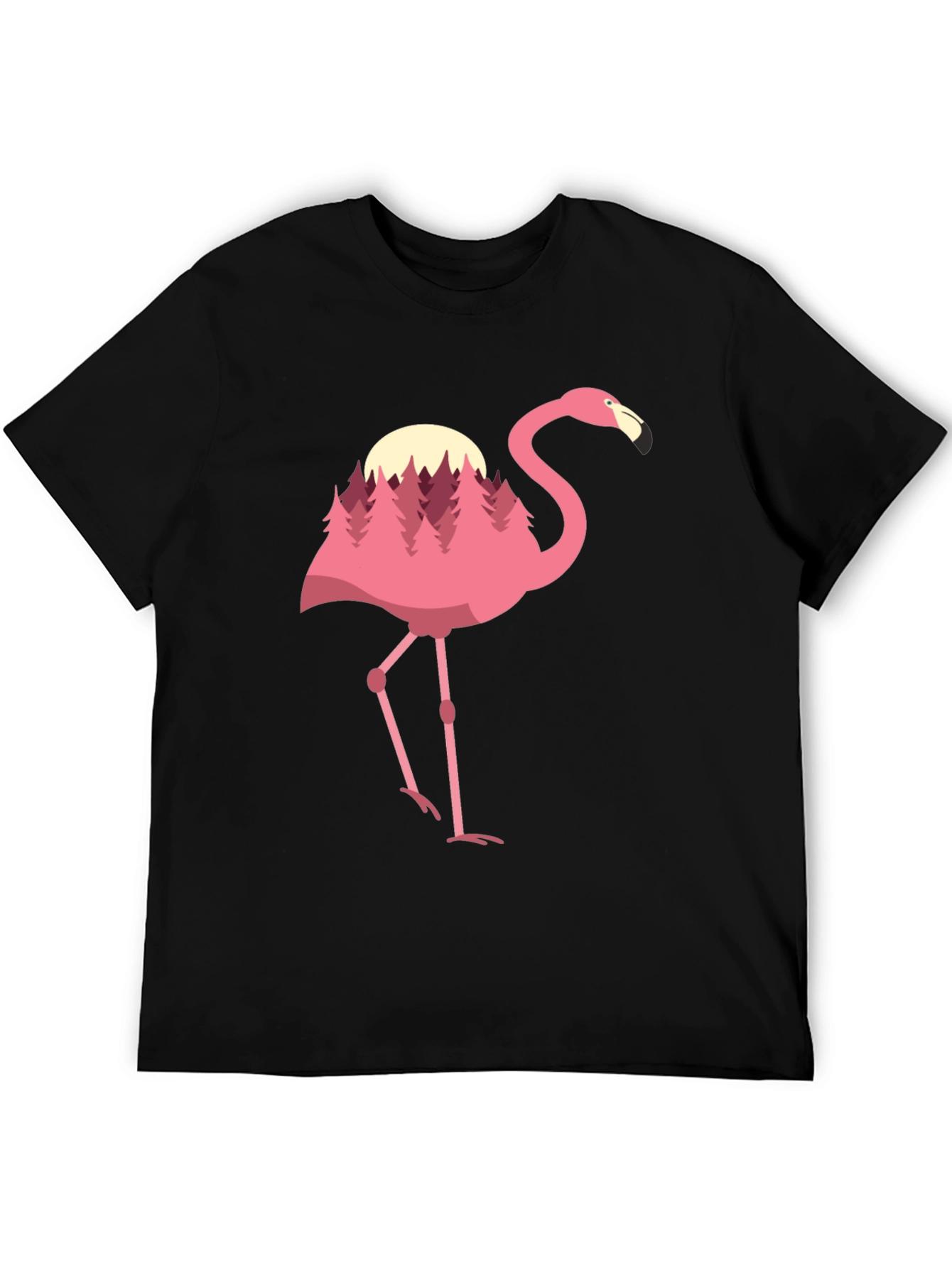 Flamingo Forest Graphic Tee - Black