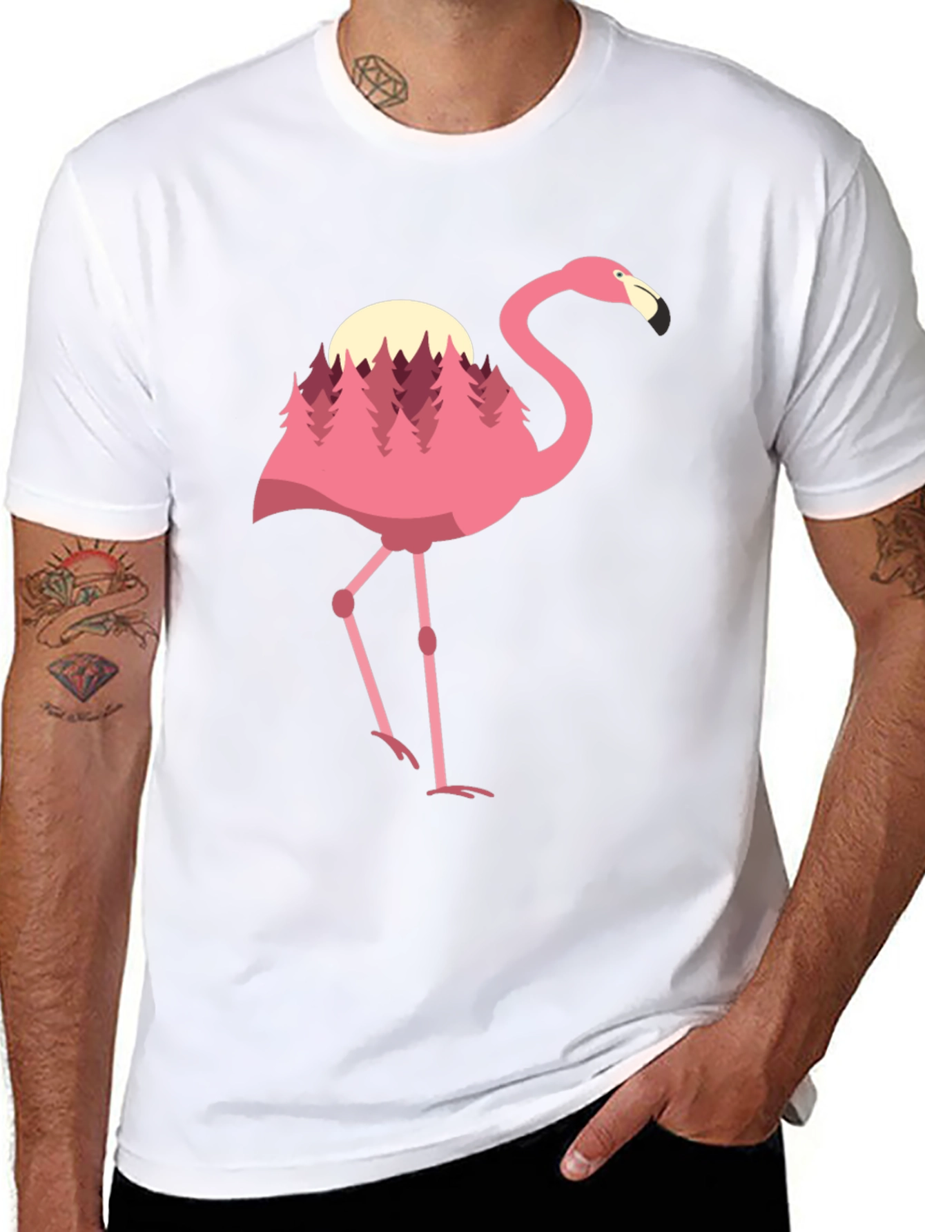Flamingo Forest Graphic Tee - Black