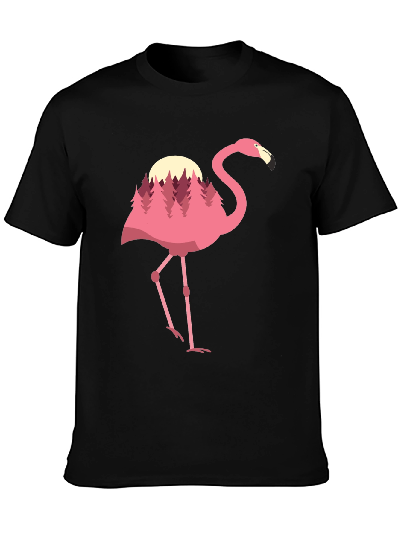 Flamingo Forest Graphic Tee - Black