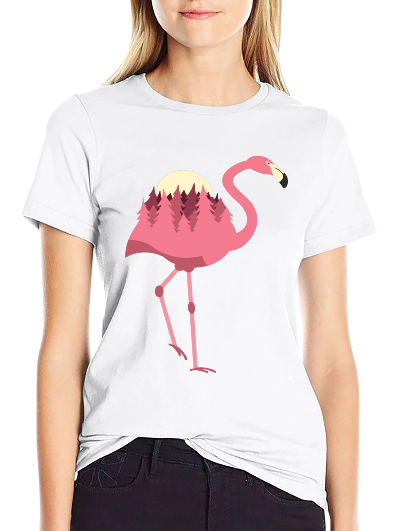 Flamingo Forest Graphic Tee - Black