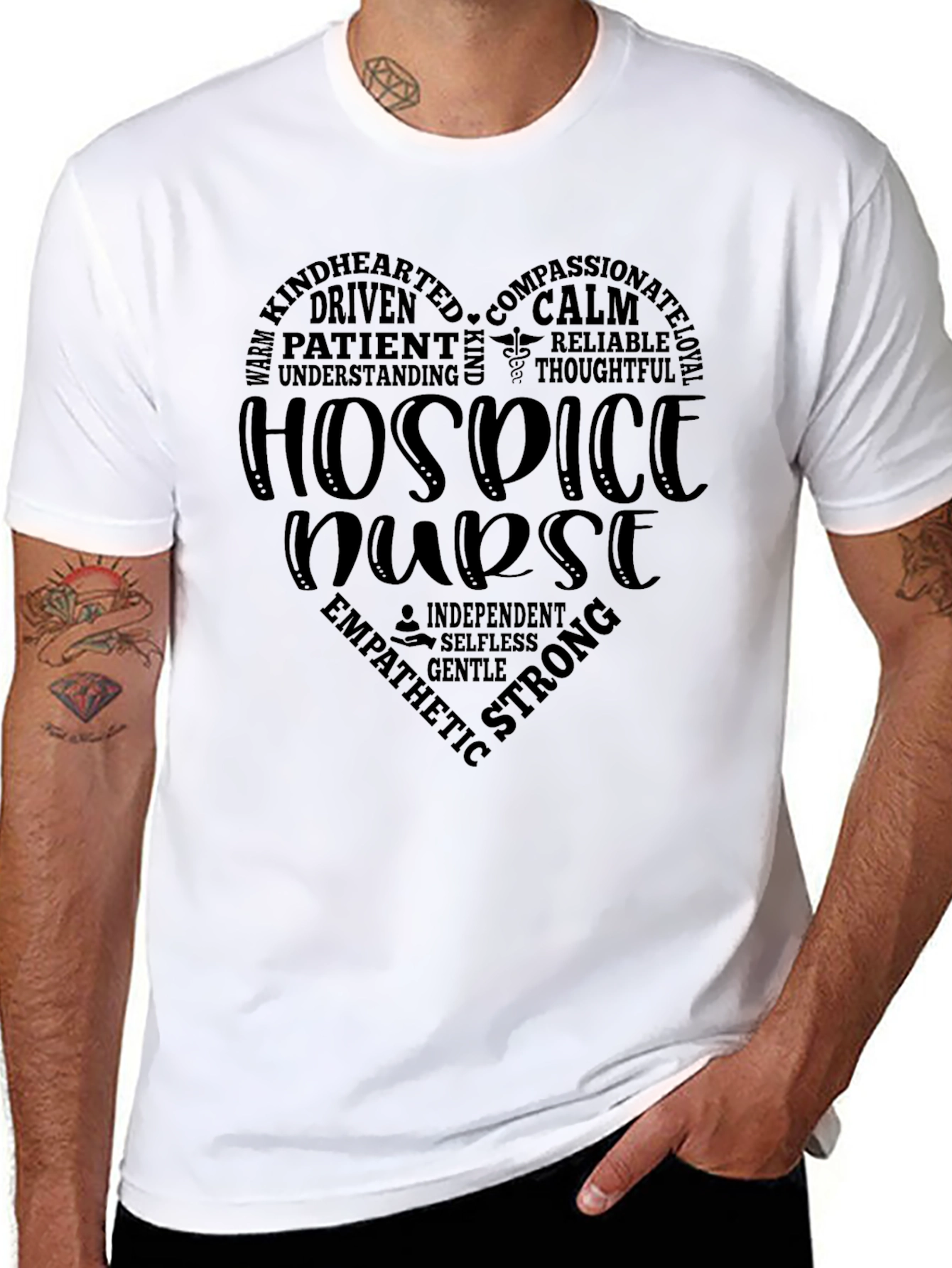 Hospice Nurse Heart Graphic Black T-Shirt