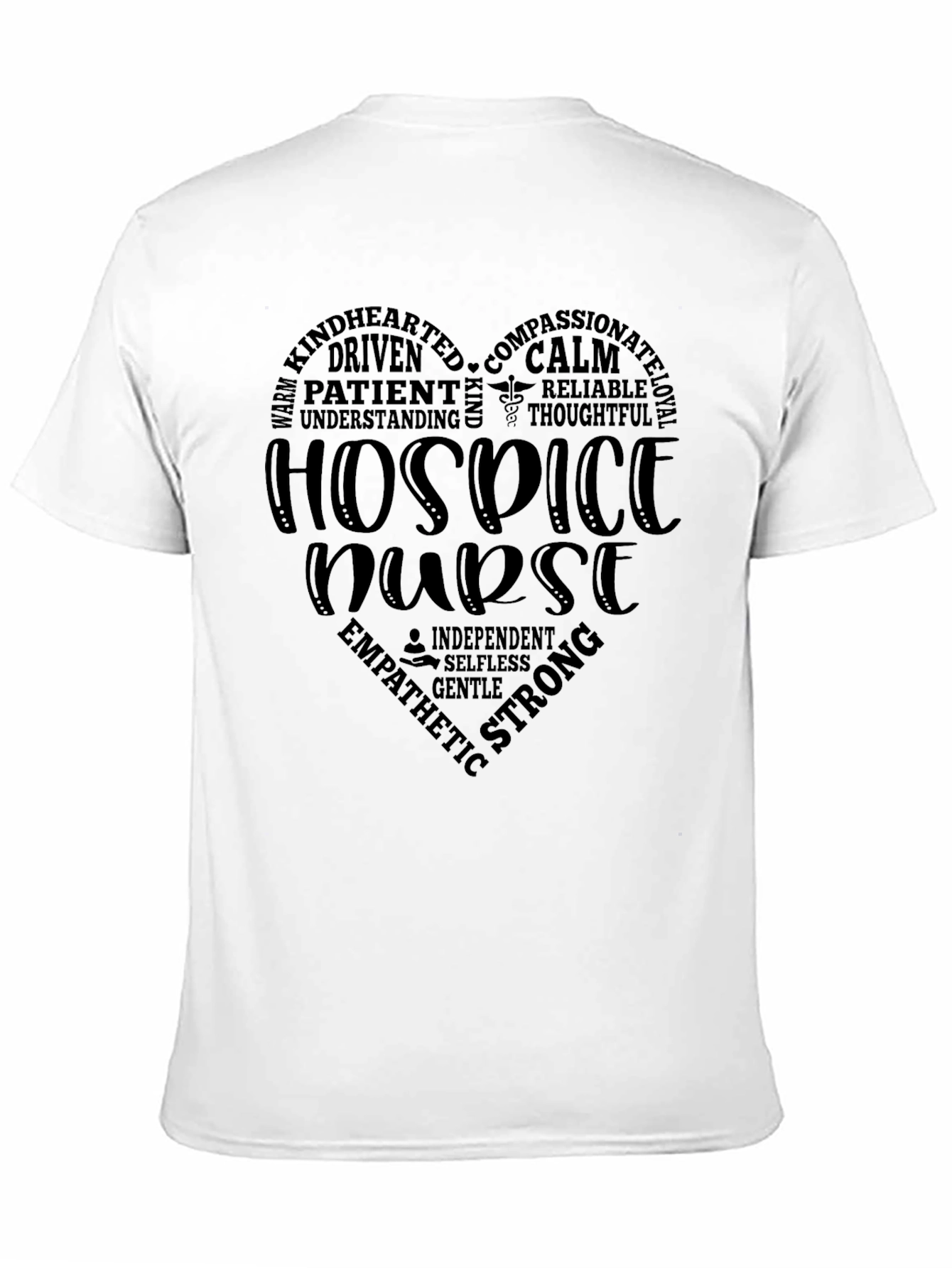 Hospice Nurse Heart Graphic Black T-Shirt