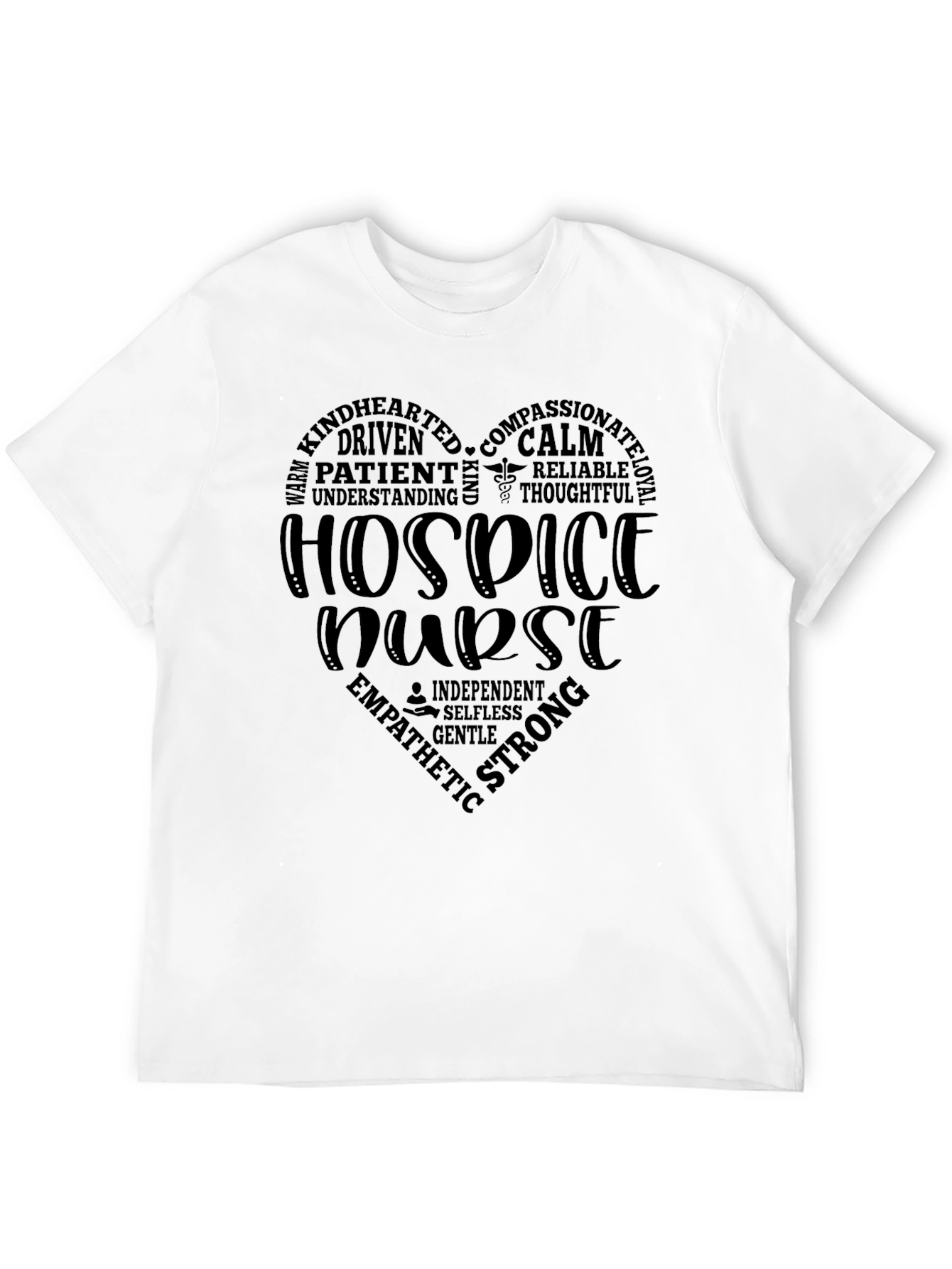 Hospice Nurse Heart Graphic Black T-Shirt