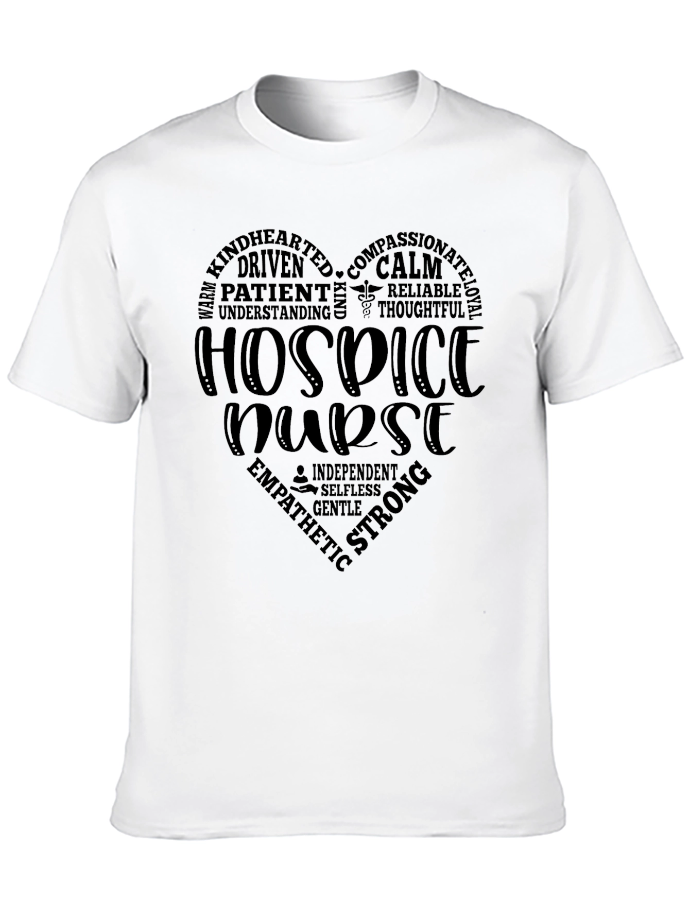 Hospice Nurse Heart Graphic Black T-Shirt