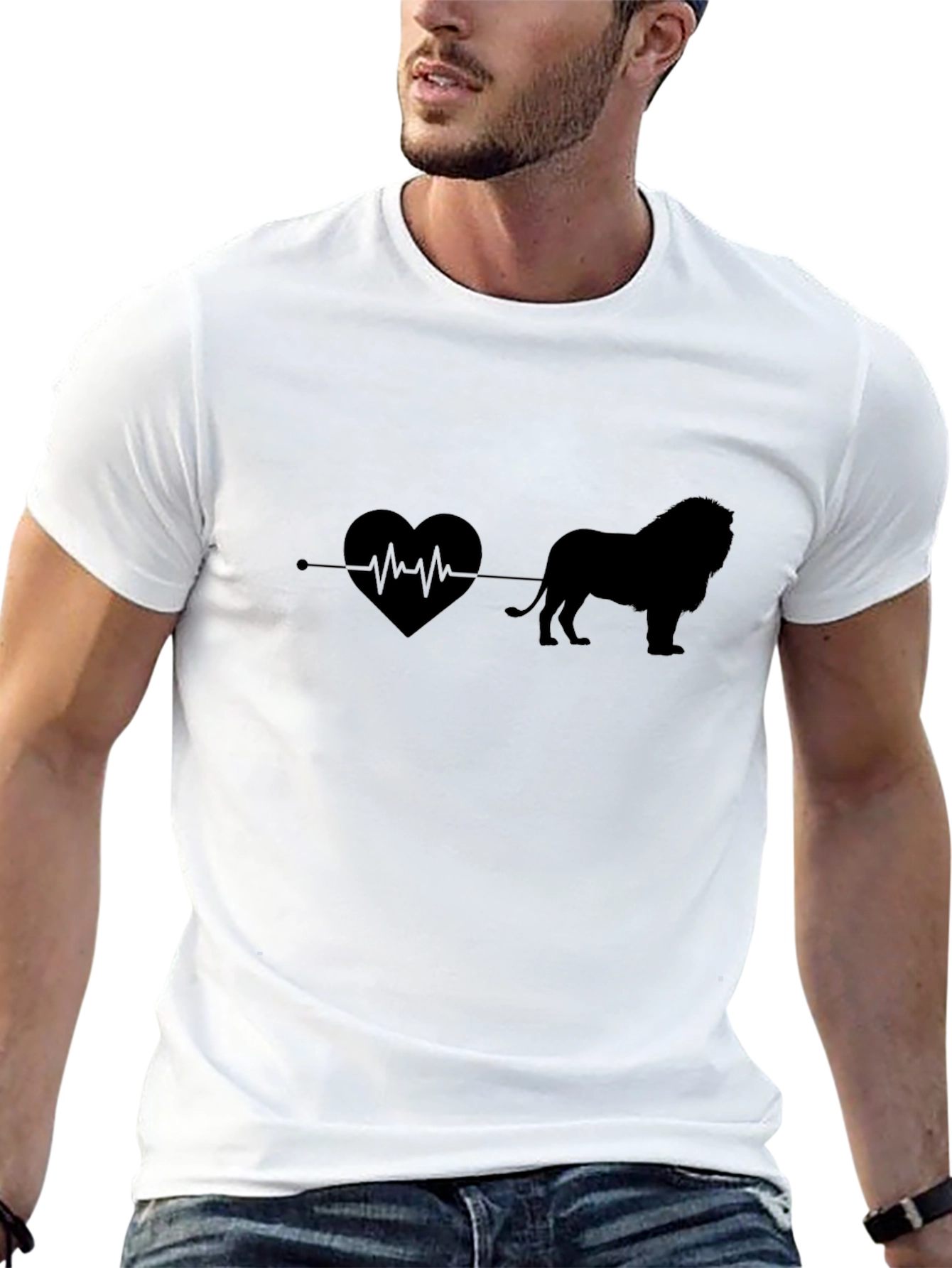 Lion Heartbeat Graphic Tee - Mens Black T-Shirt