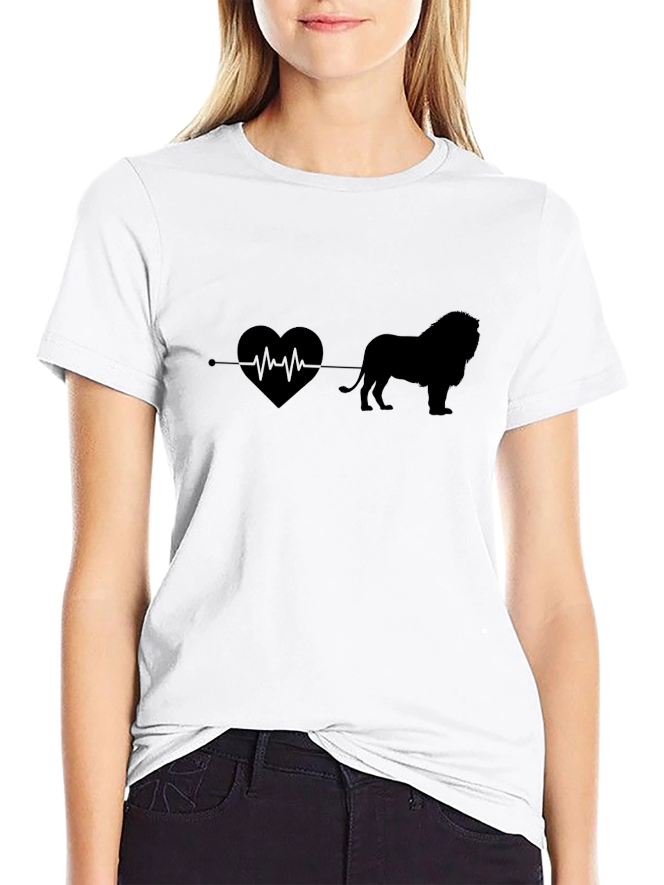 Lion Heartbeat Graphic Tee - Mens Black T-Shirt