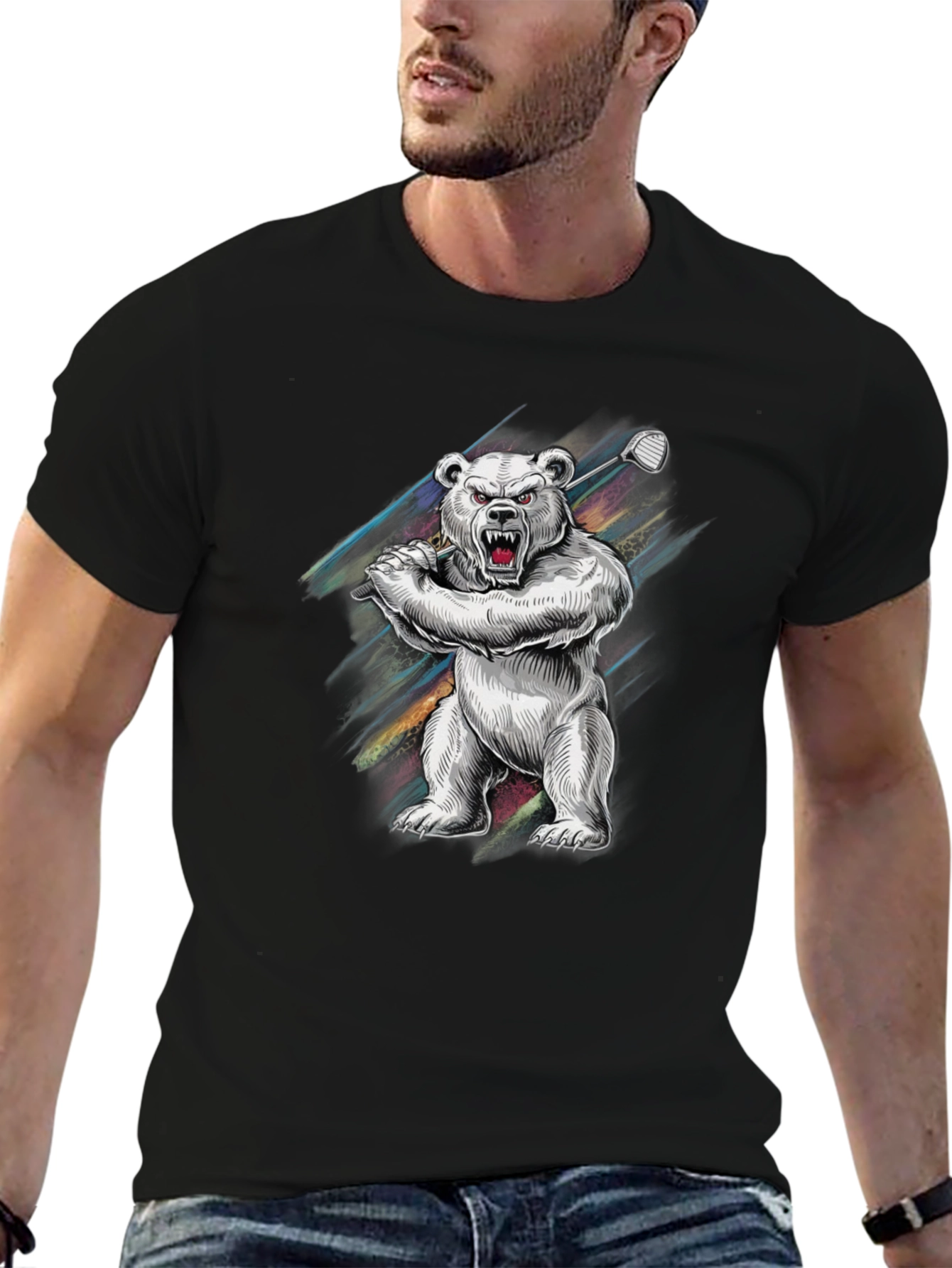 Bear Golf Swing Graphic T-Shirt