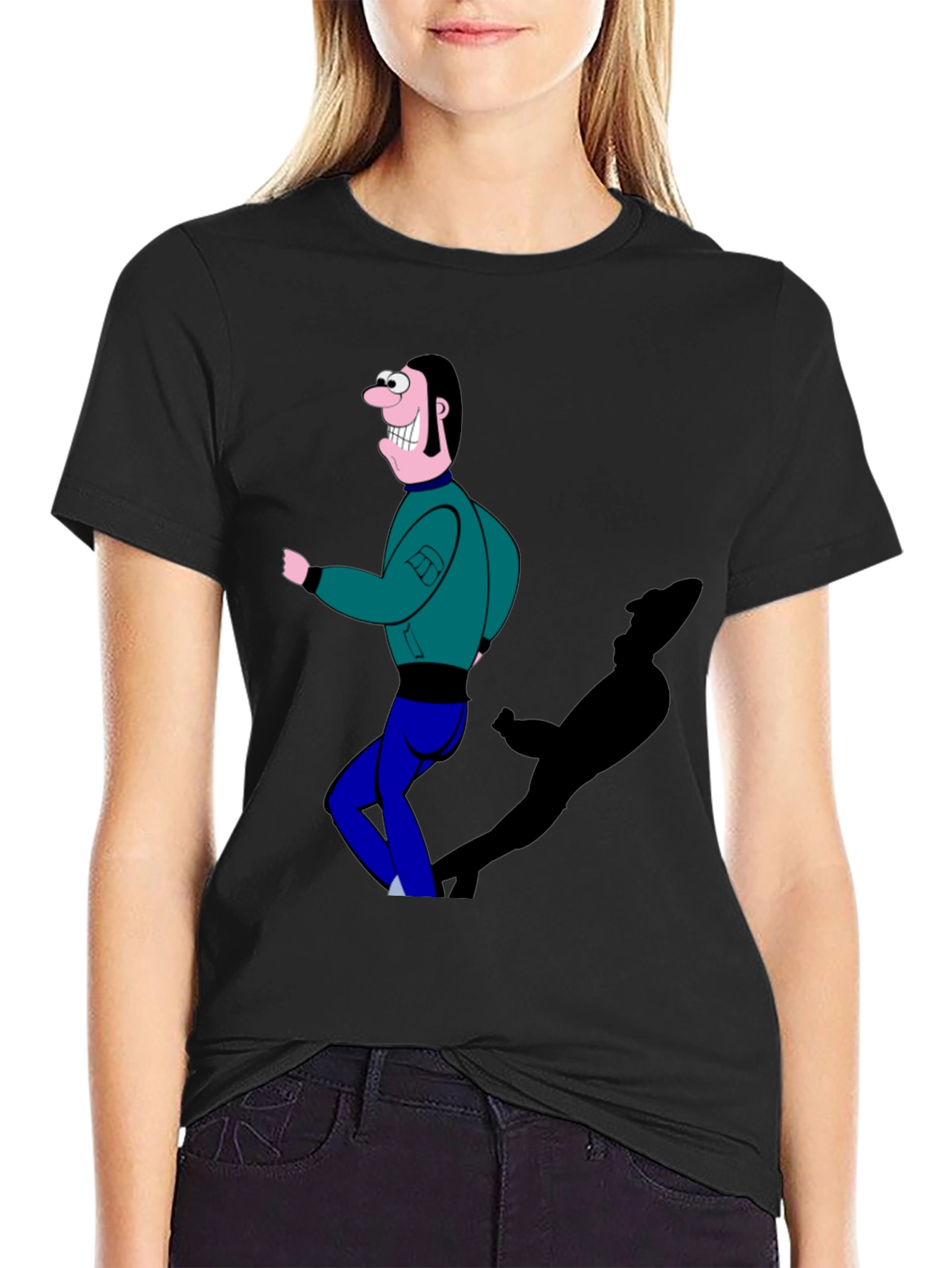 Cartoon Man Graphic T-Shirt Black Tee