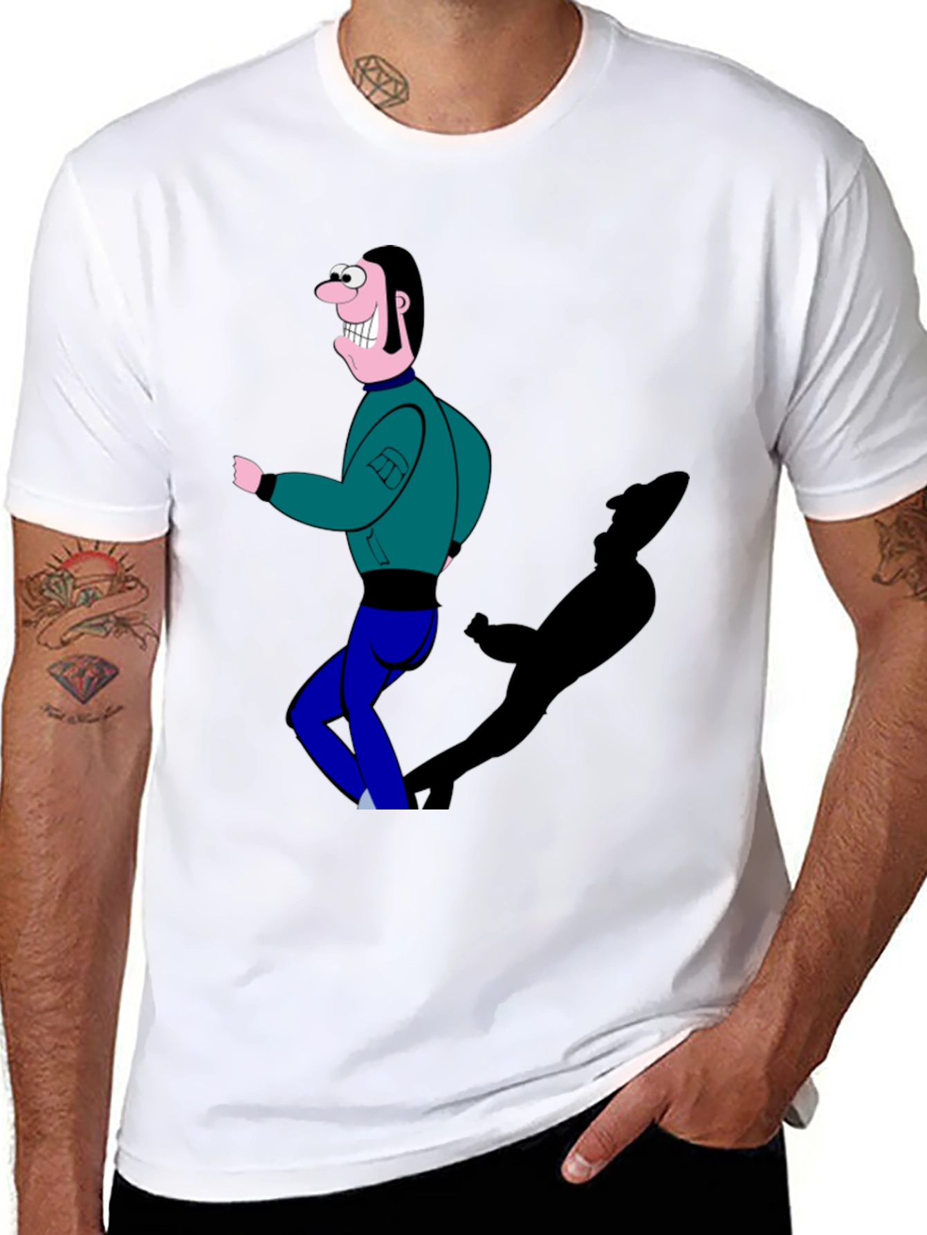 Cartoon Man Graphic T-Shirt Black Tee