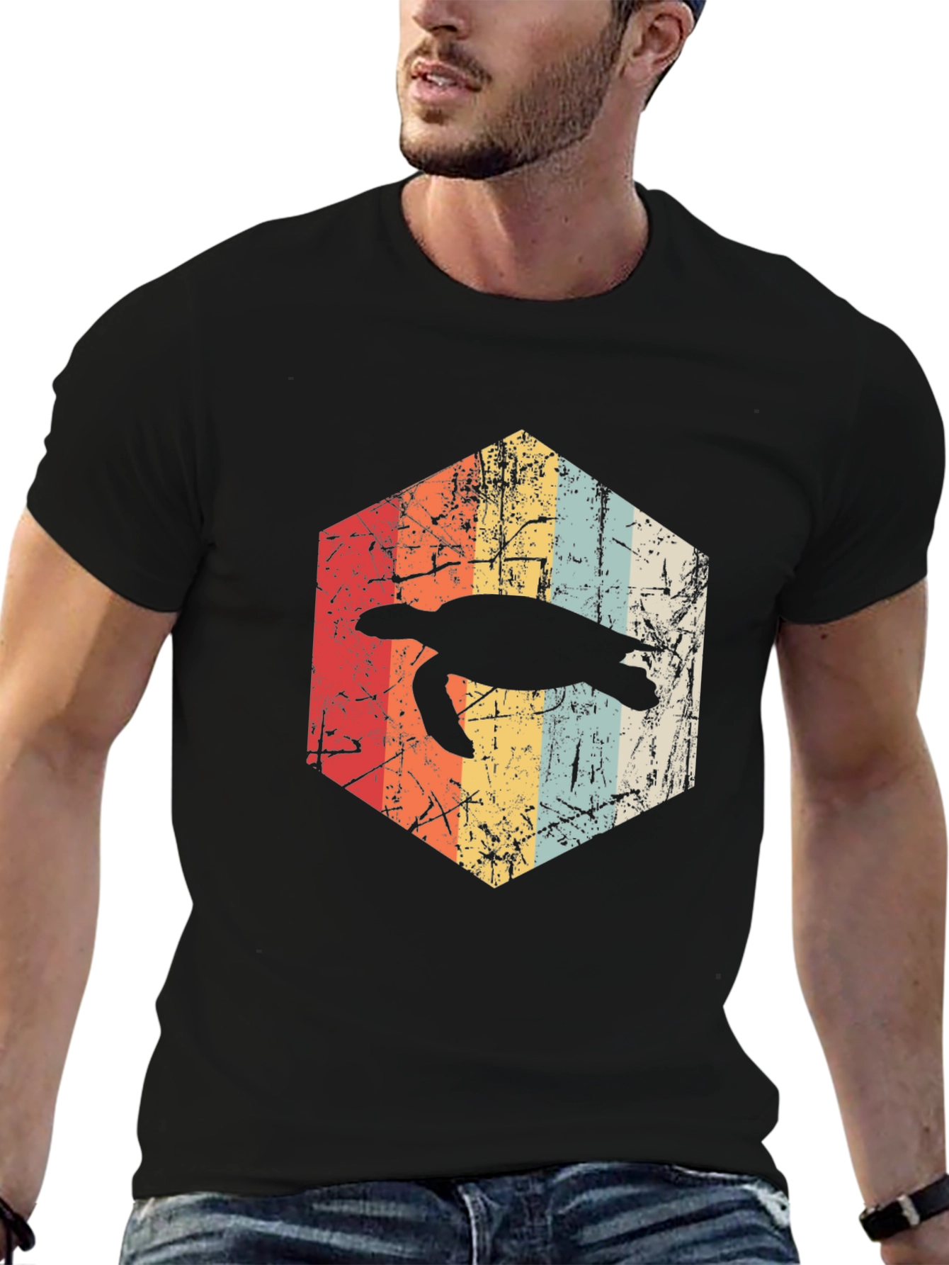 Retro Turtle Hexagon Graphic Tee