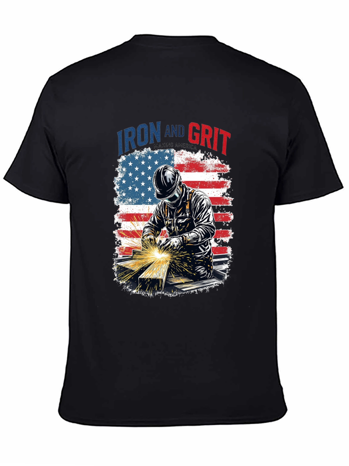 Iron and Grit Welder T-Shirt - Patriotic Design