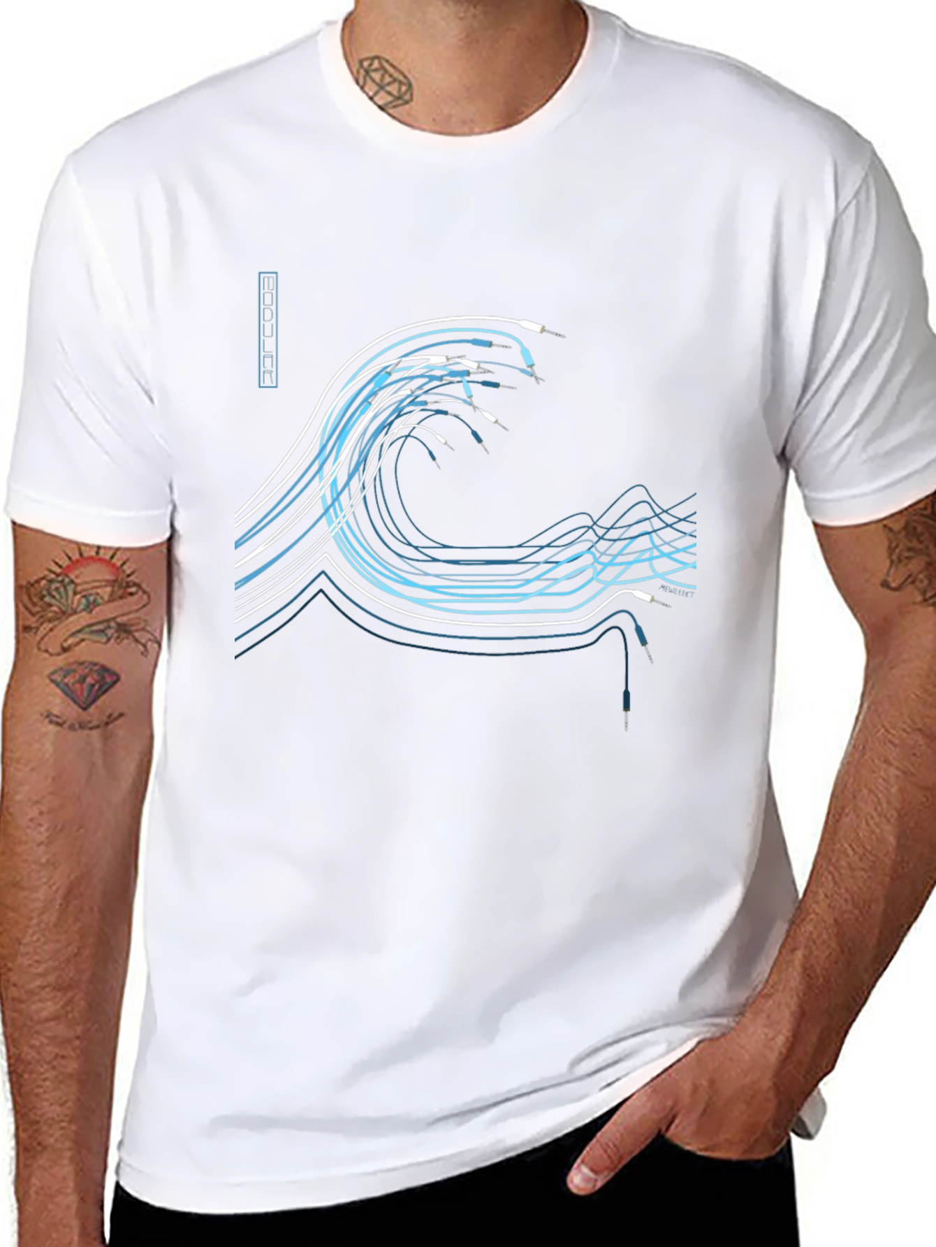 Wave Design Black Graphic Tee