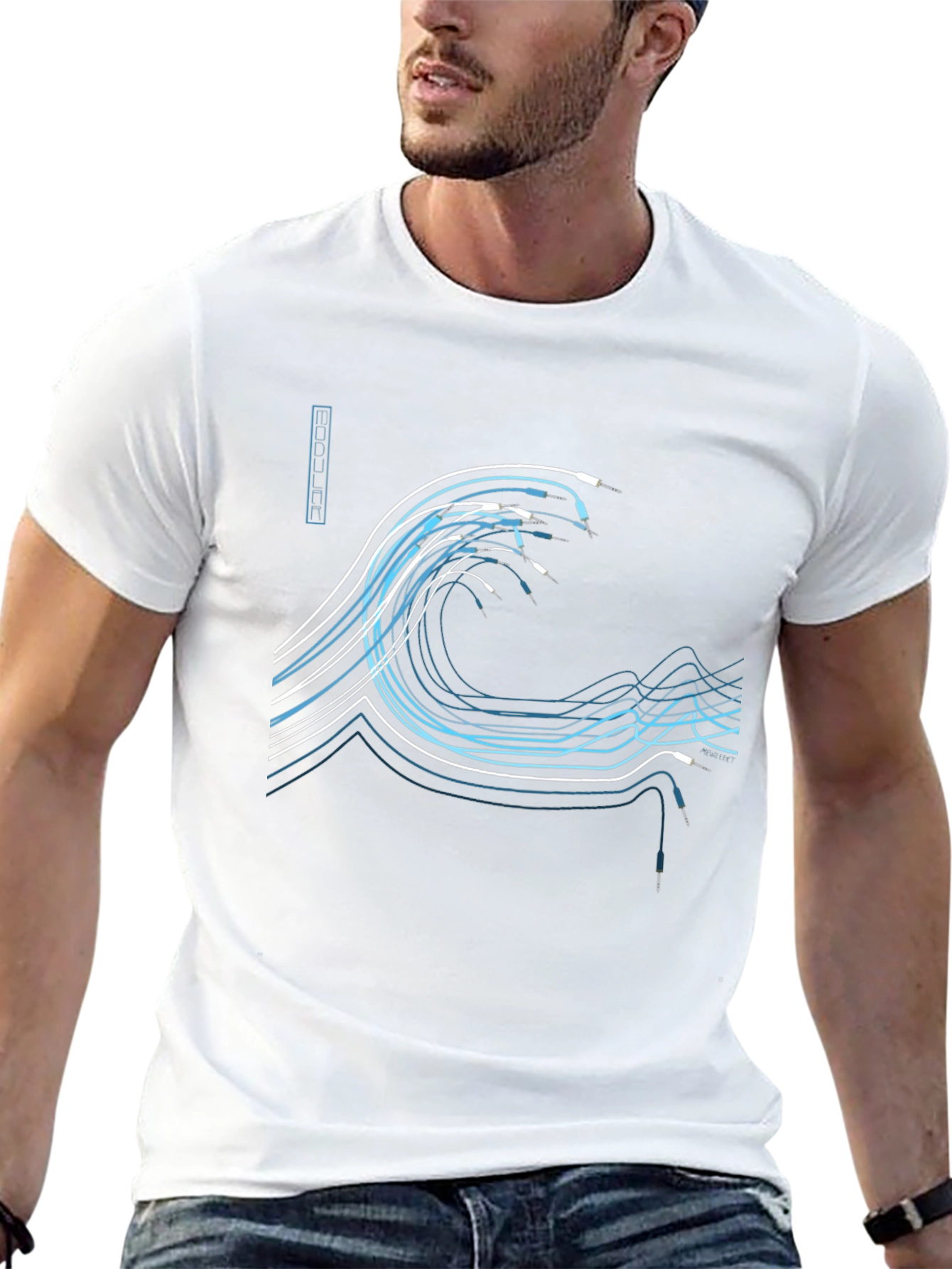 Wave Design Black Graphic Tee