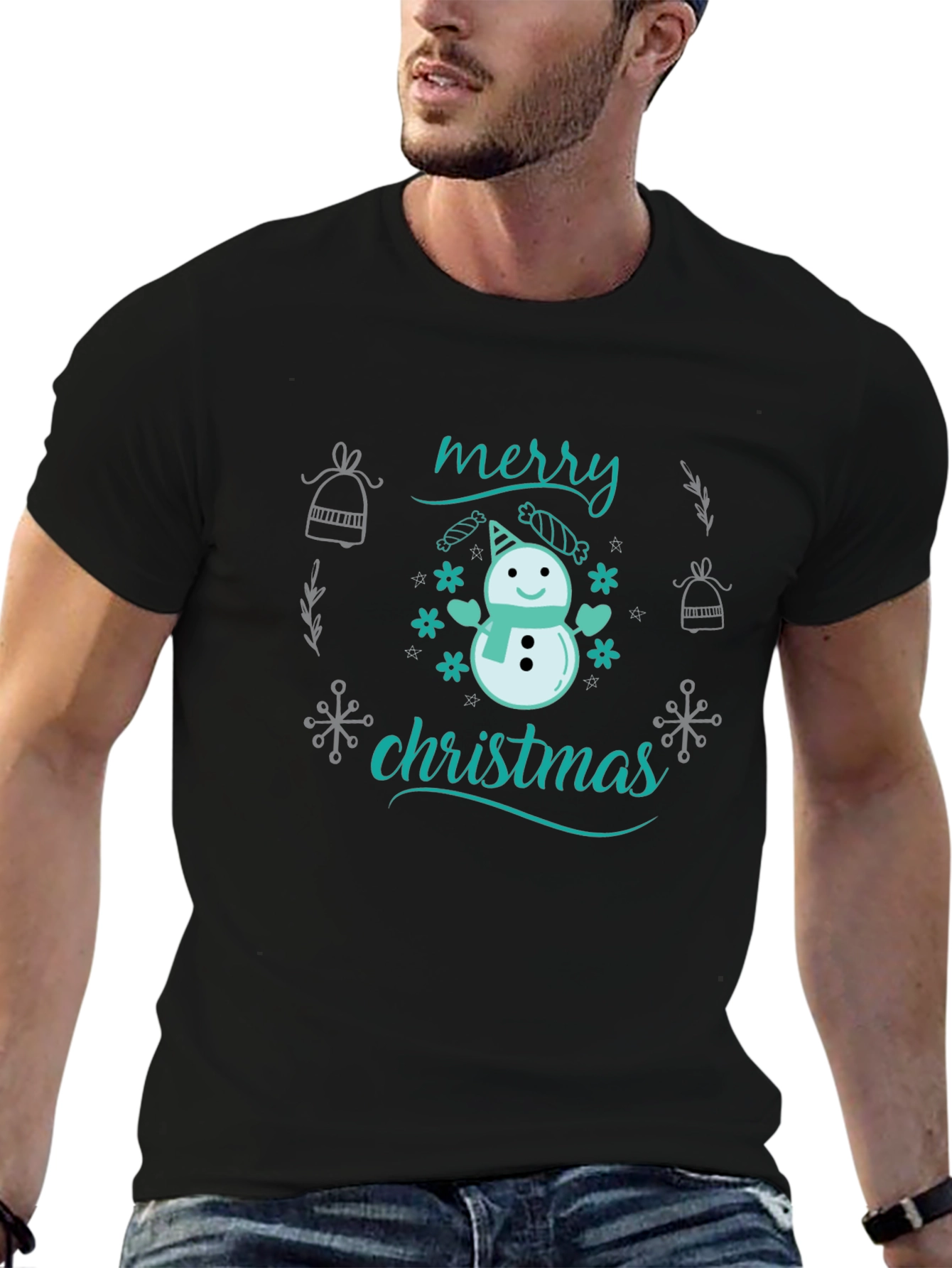 Merry Christmas Snowman Tee - Holiday Gift