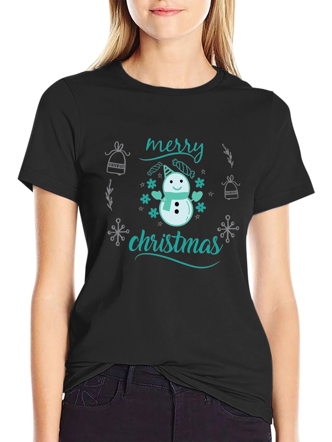 Merry Christmas Snowman Tee - Holiday Gift
