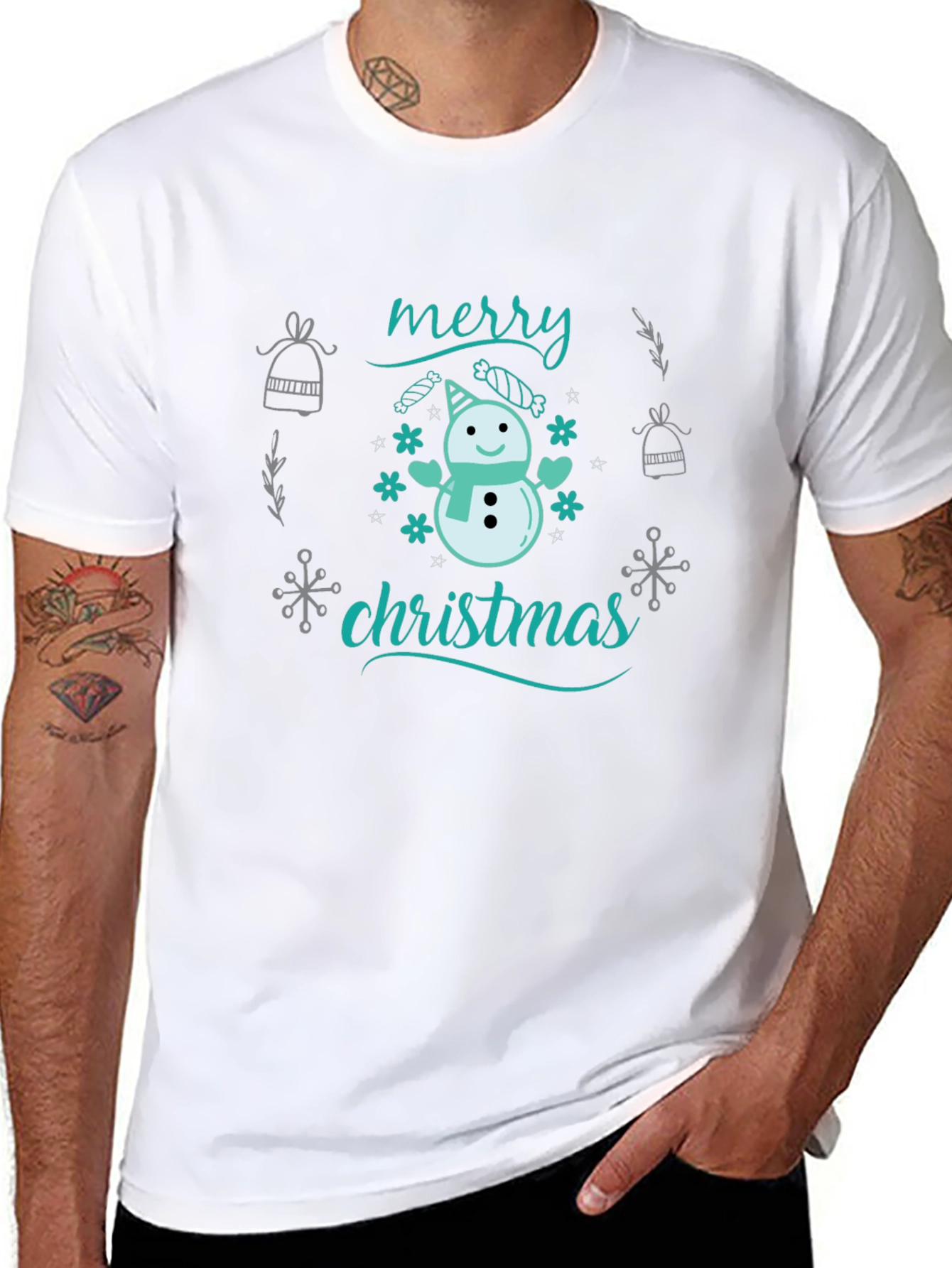 Merry Christmas Snowman Tee - Holiday Gift