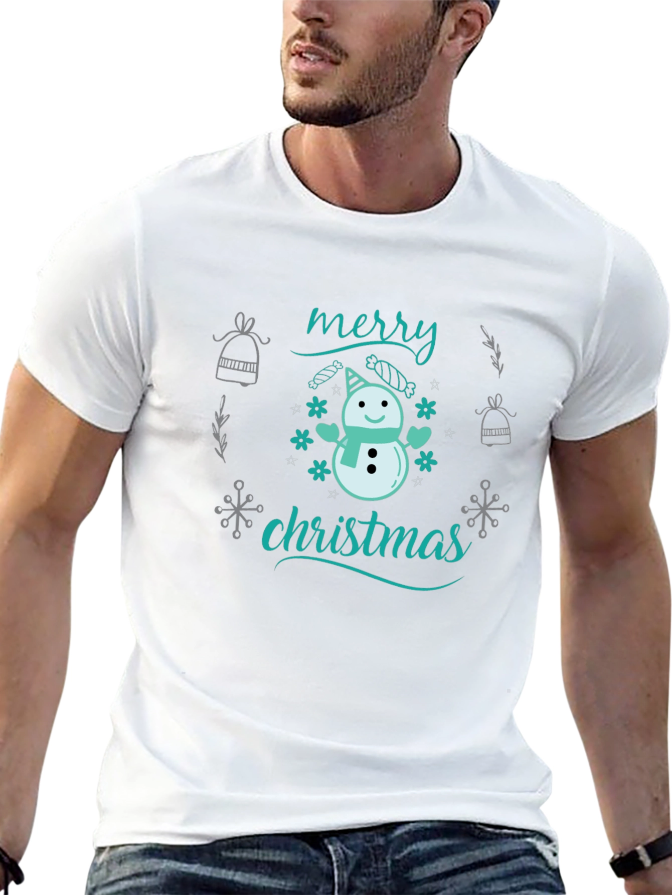 Merry Christmas Snowman Tee - Holiday Gift