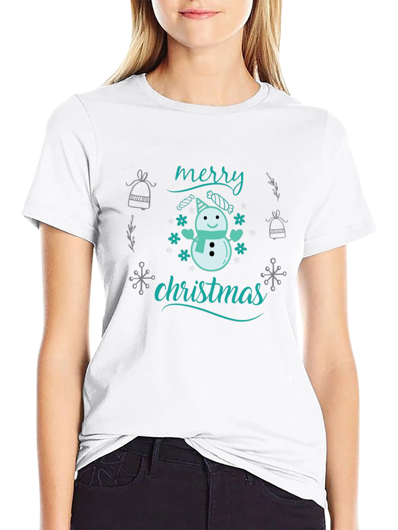 Merry Christmas Snowman Tee - Holiday Gift