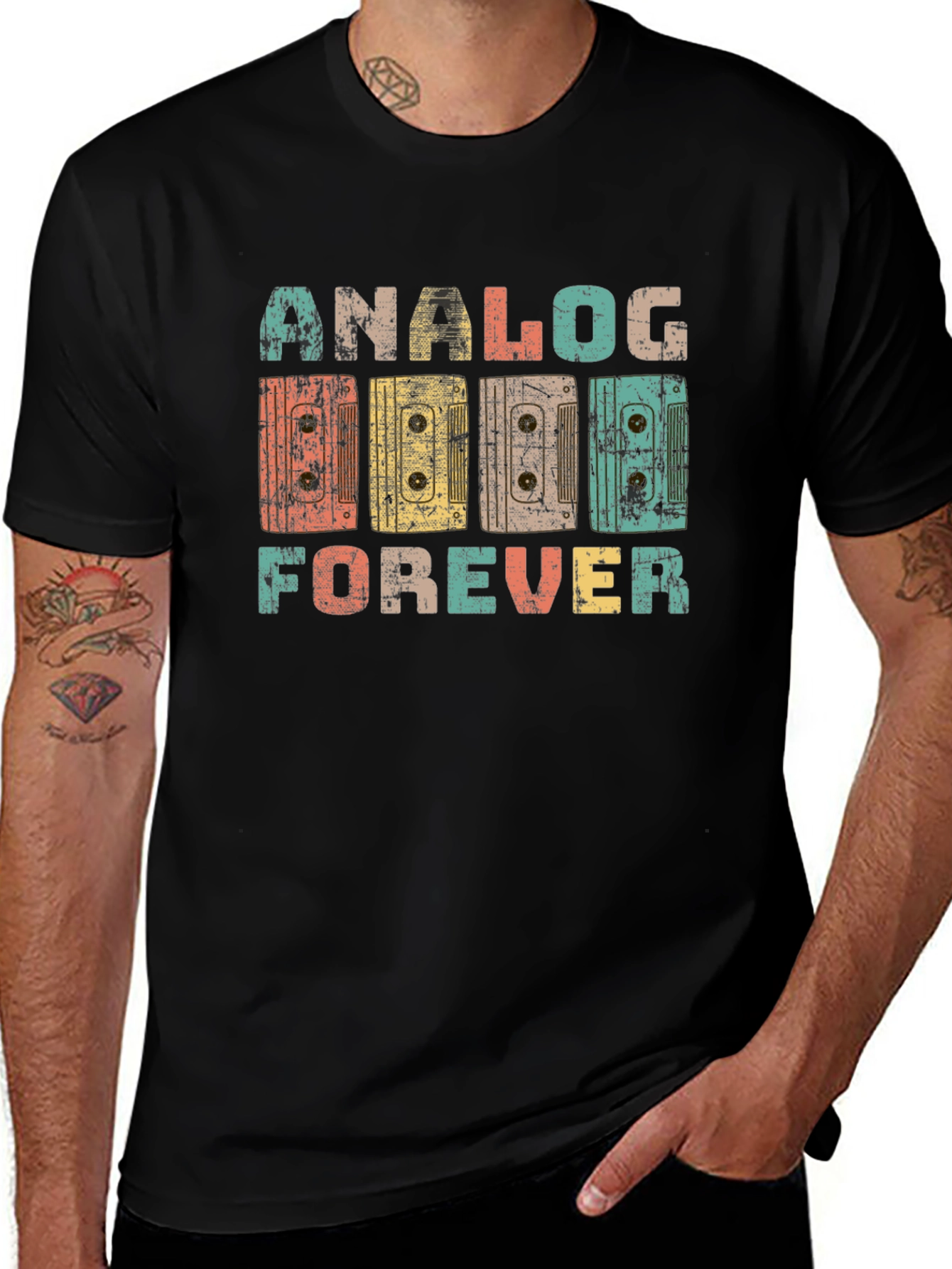 Analog Forever Retro Cassette Tape Graphic T-Shirt