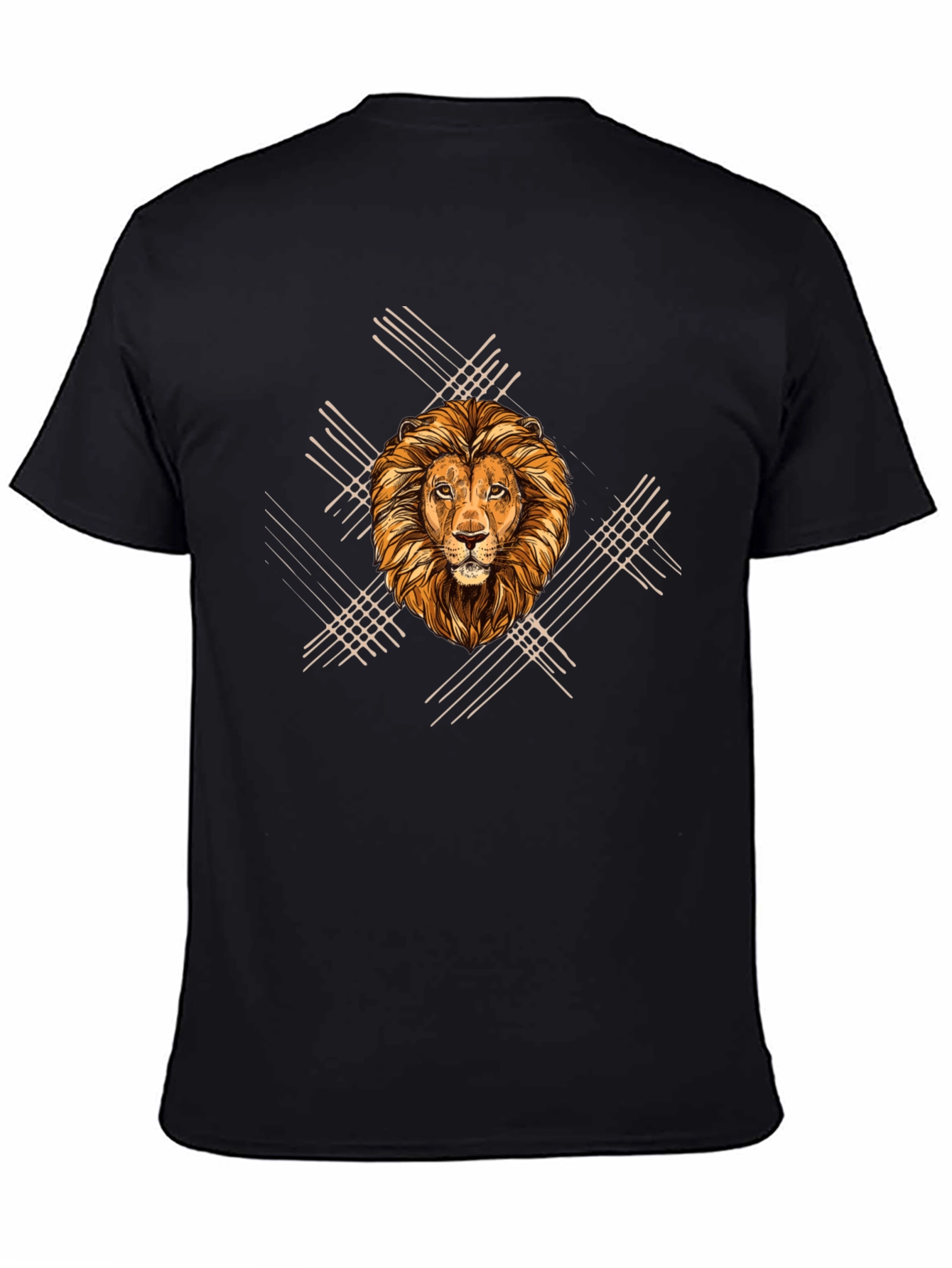 Lion Graphic Print Mens Black T-Shirt