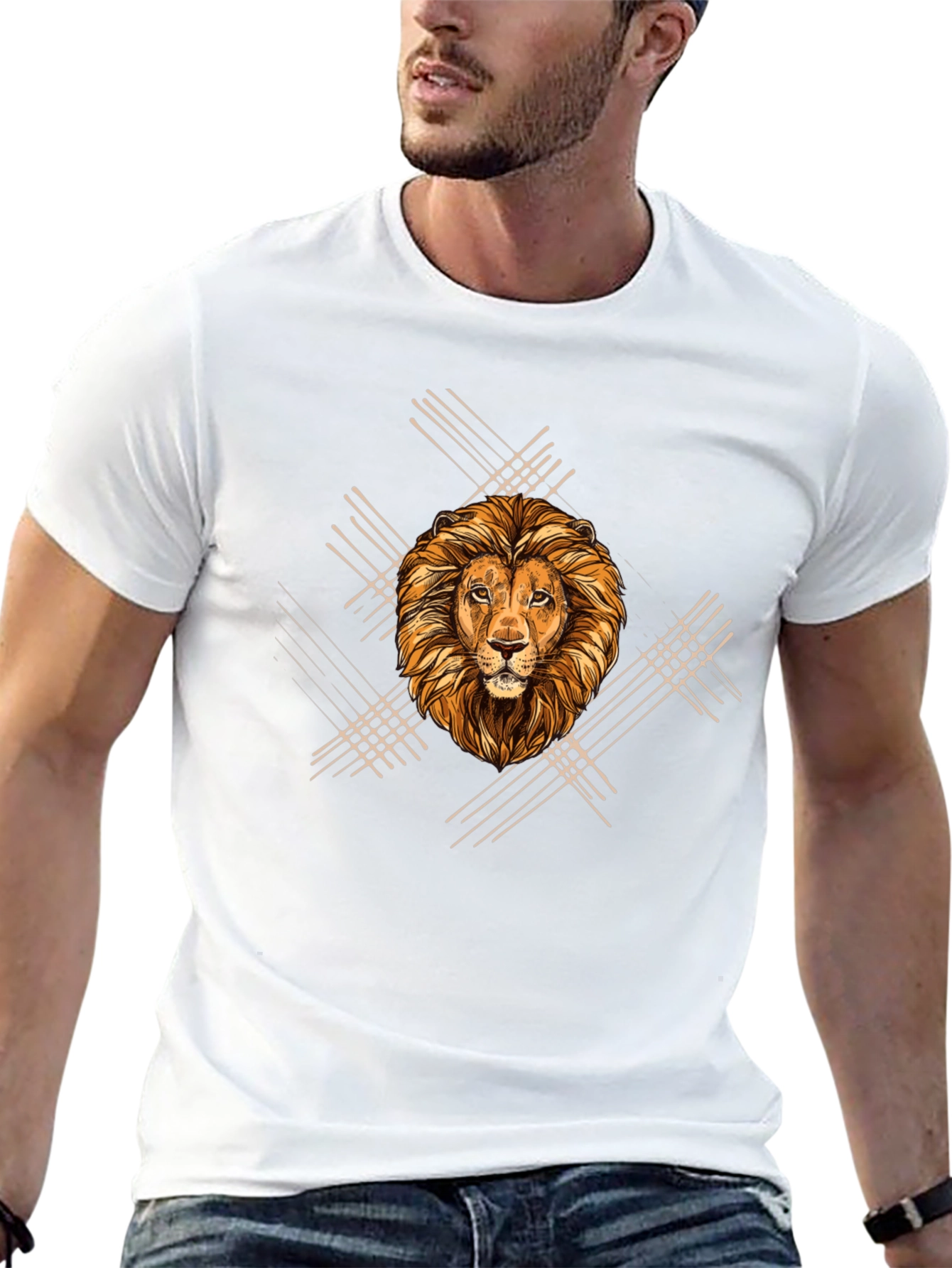 Lion Graphic Print Mens Black T-Shirt