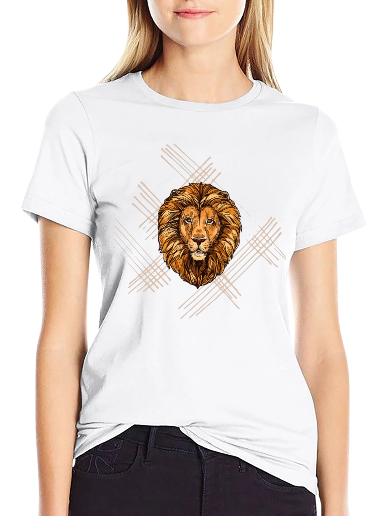 Lion Graphic Print Mens Black T-Shirt