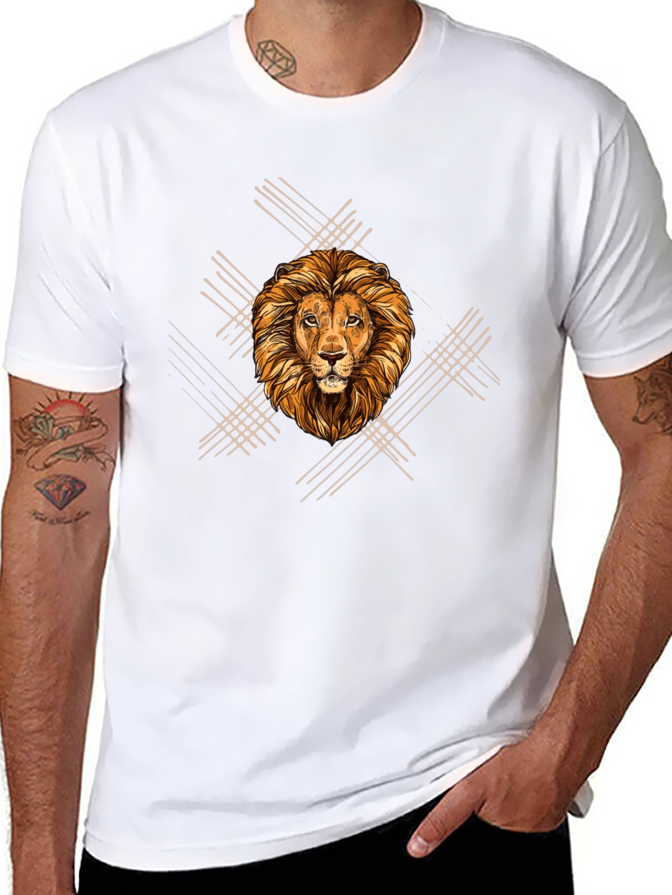 Lion Graphic Print Mens Black T-Shirt