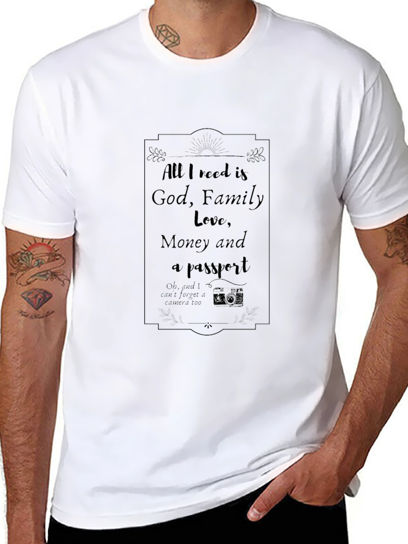 God Family Love Money & Passport T-Shirt