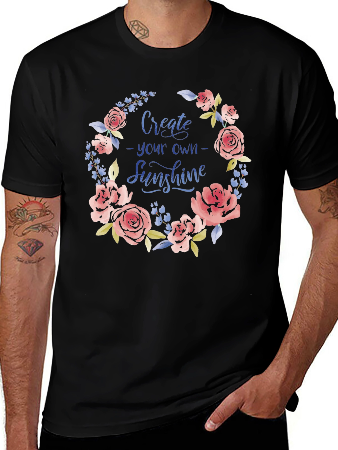 Floral Sunshine Graphic Tee - Black