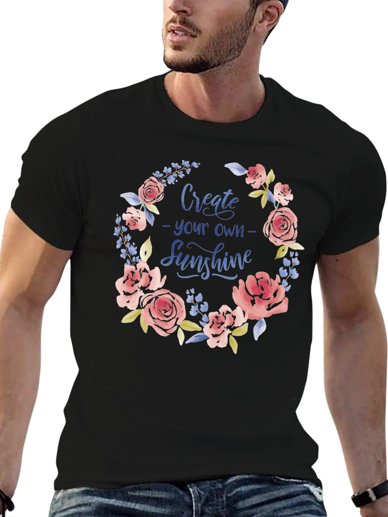 Floral Sunshine Graphic Tee - Black