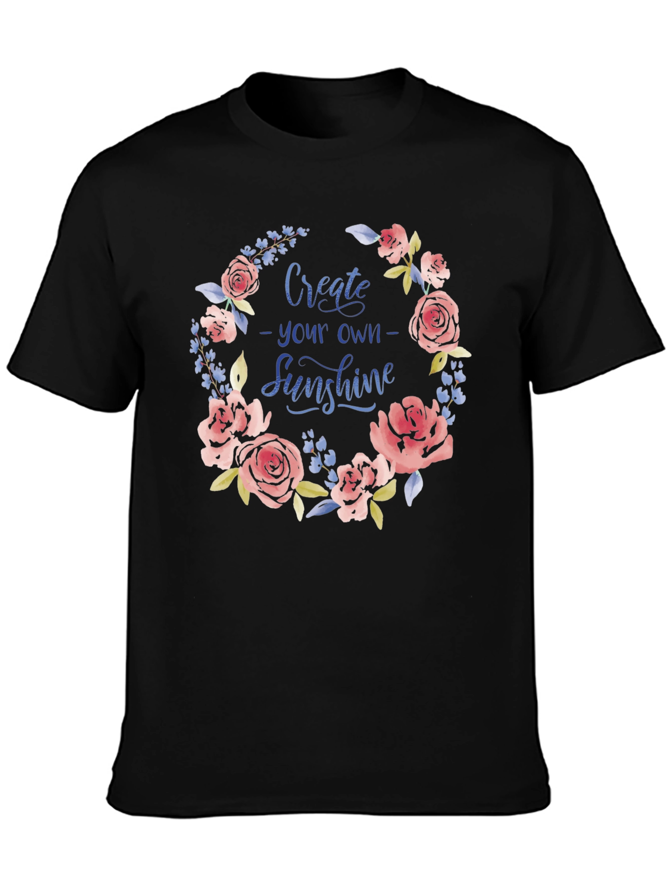 Floral Sunshine Graphic Tee - Black