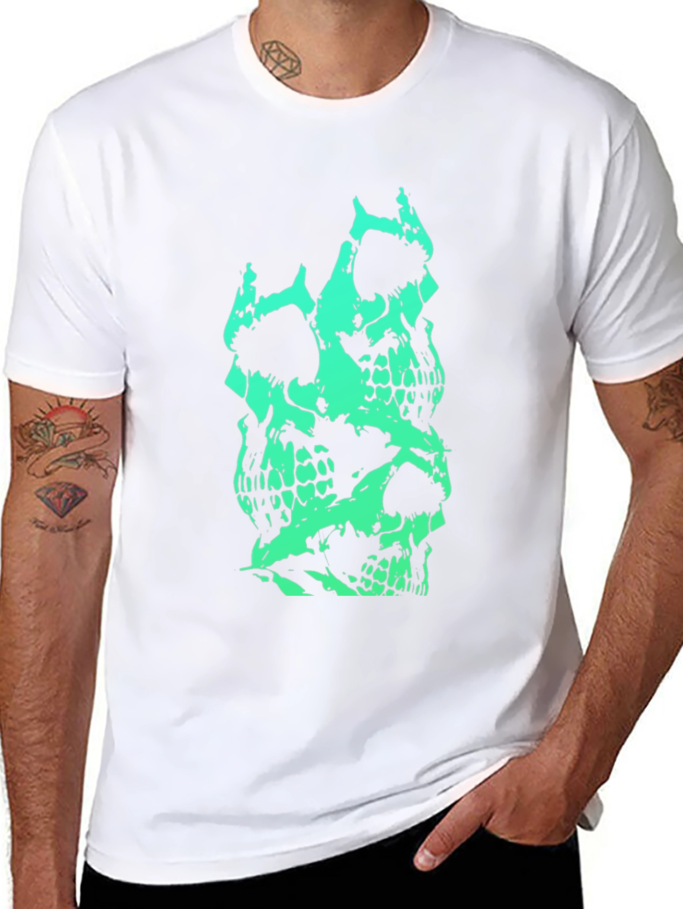 Stacked Skull Graphic Tee - Mens Black T-Shirt