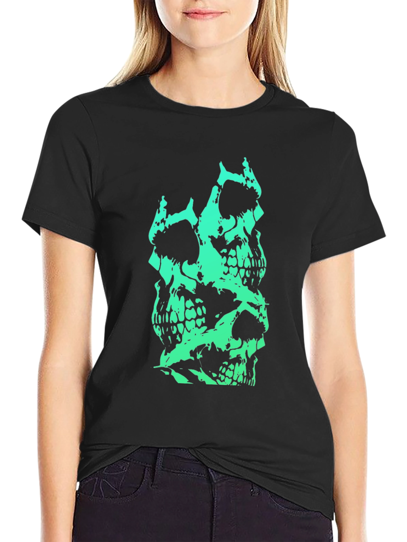 Stacked Skull Graphic Tee - Mens Black T-Shirt