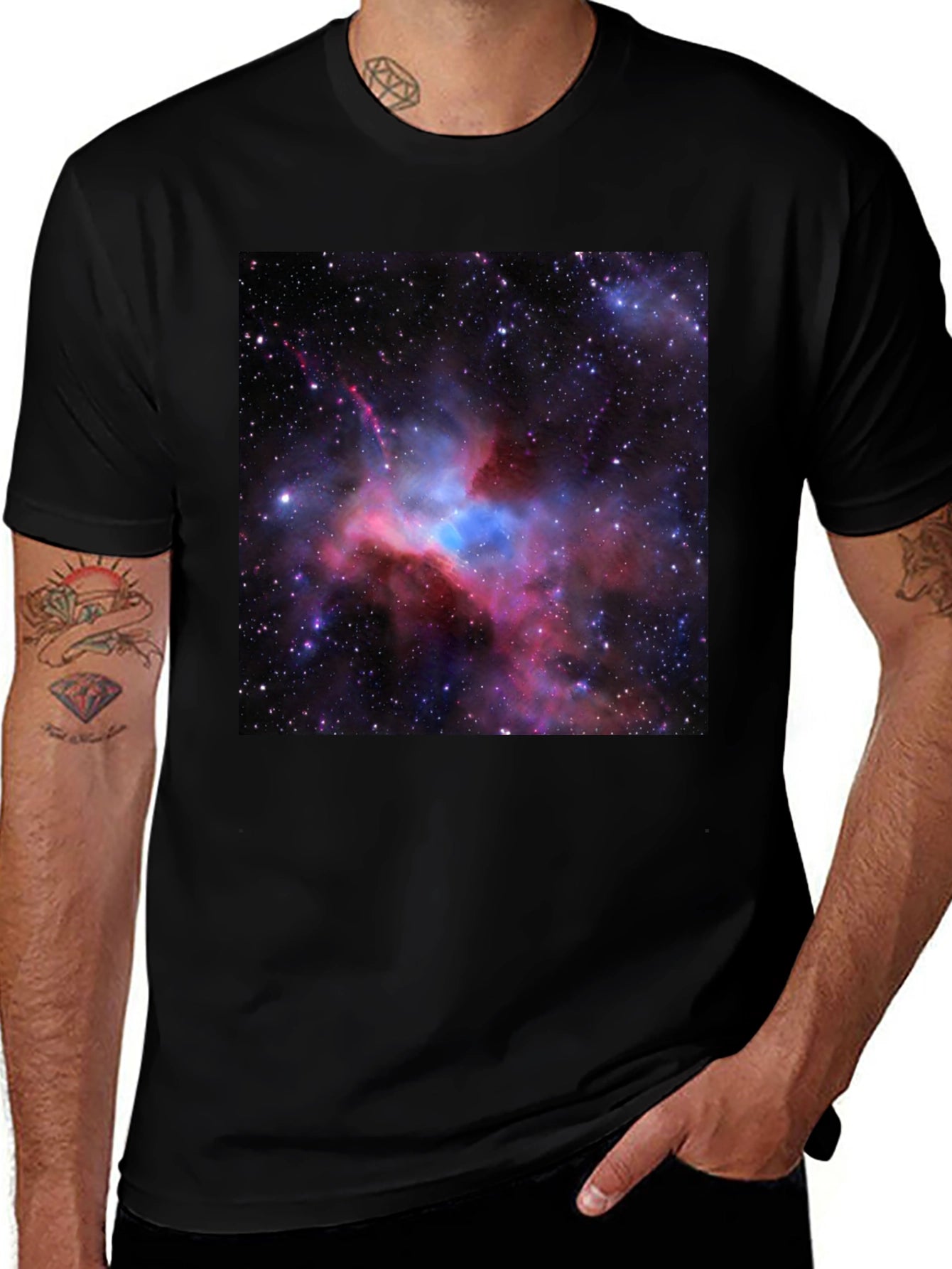 Nebula Graphic Print Black T-Shirt