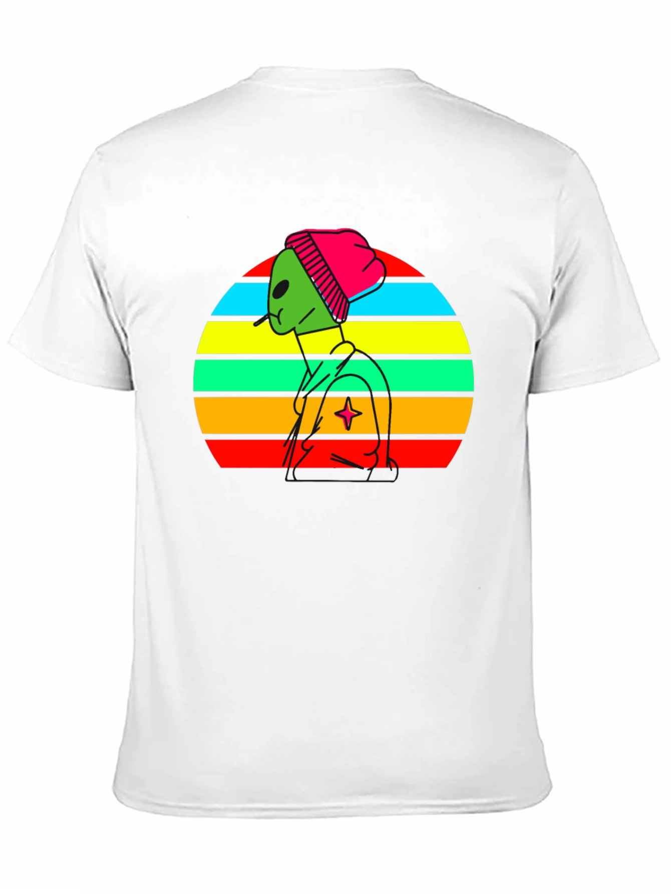 Retro Alien Graphic Tee - Black Cotton Blend T-Shirt