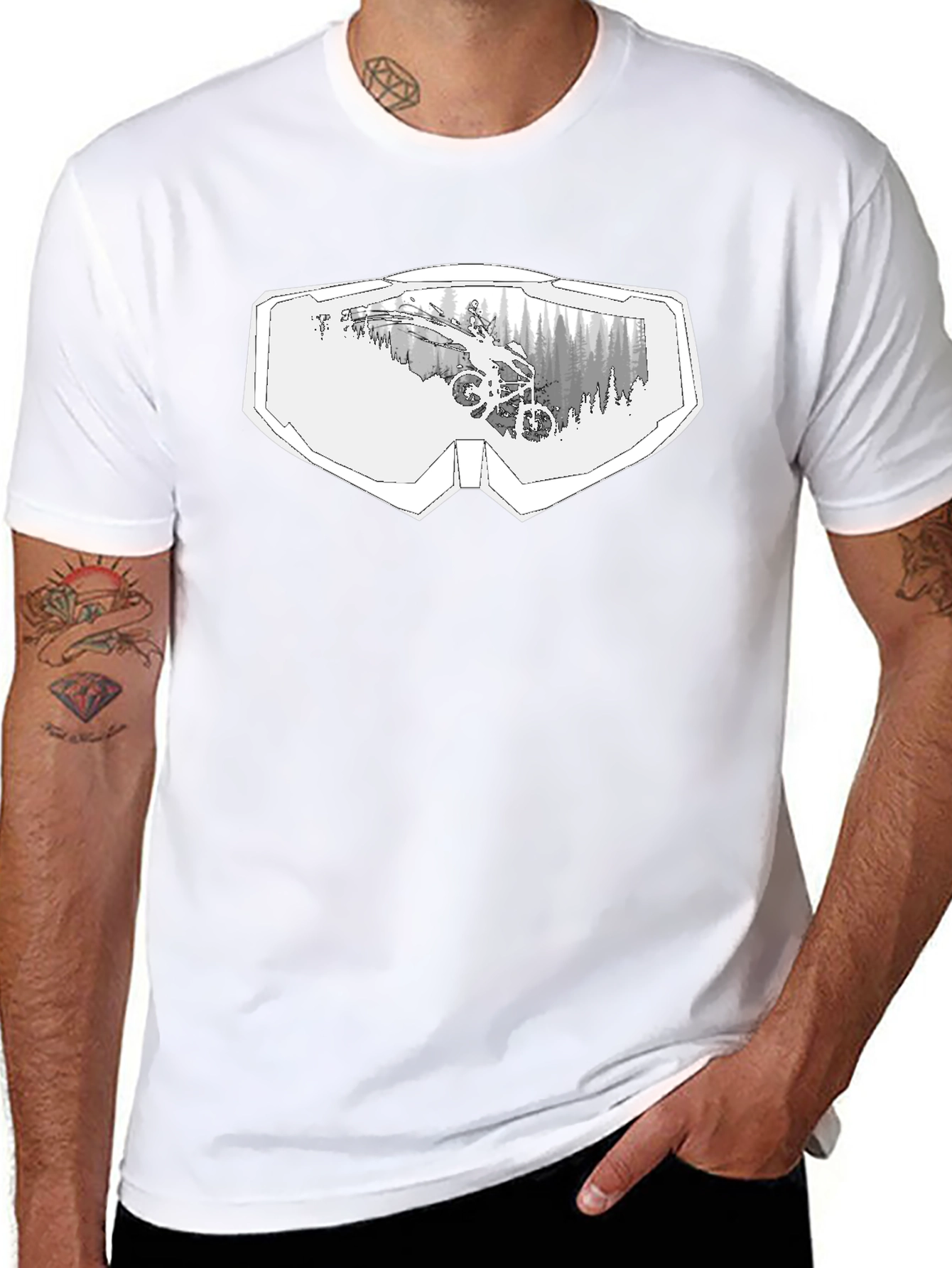 Mountain Bike Goggles Graphic Black T-Shirt