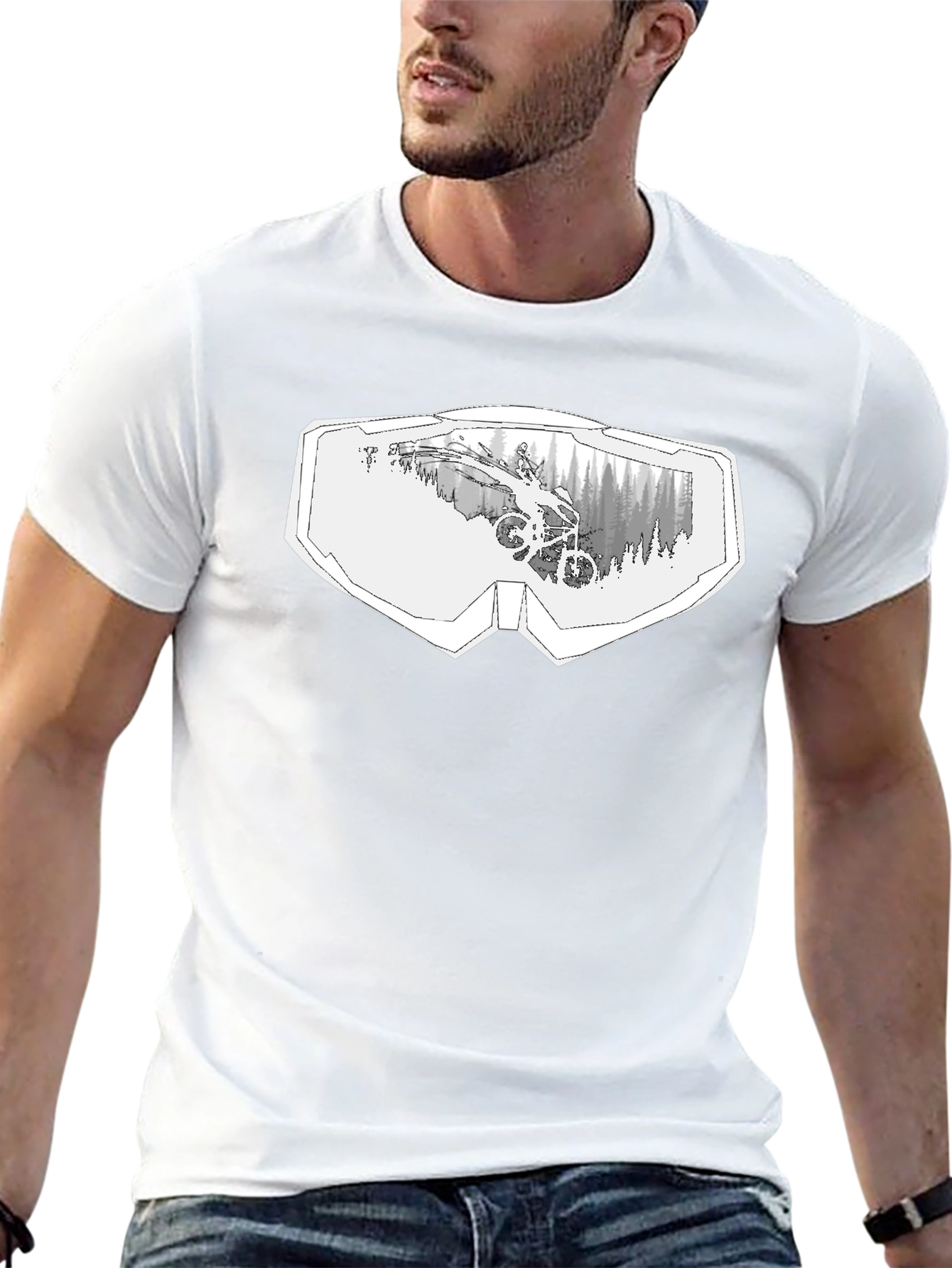 Mountain Bike Goggles Graphic Black T-Shirt